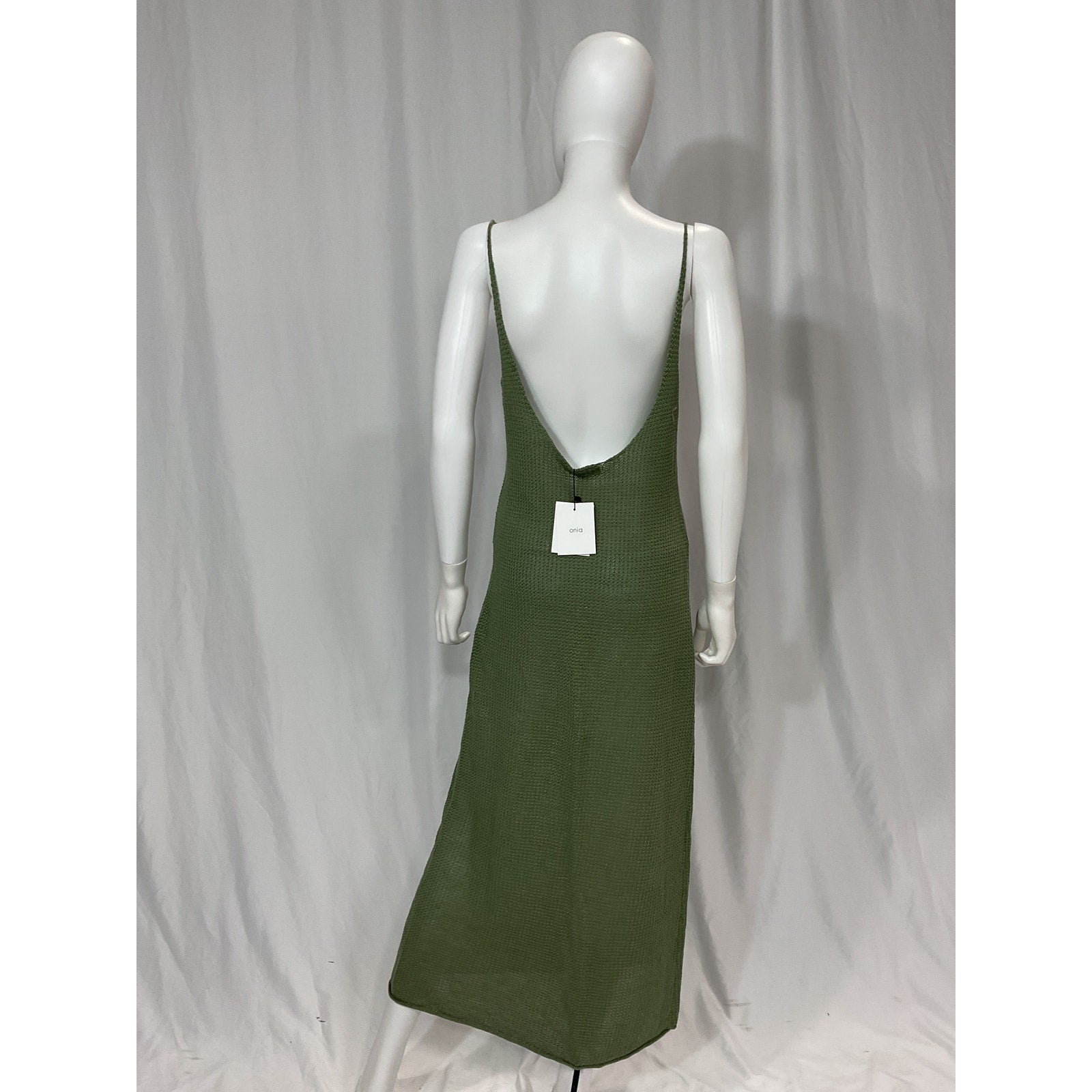 Onia 'Textured' Green Linen Sweater Scoop Maxi Size M - NWT