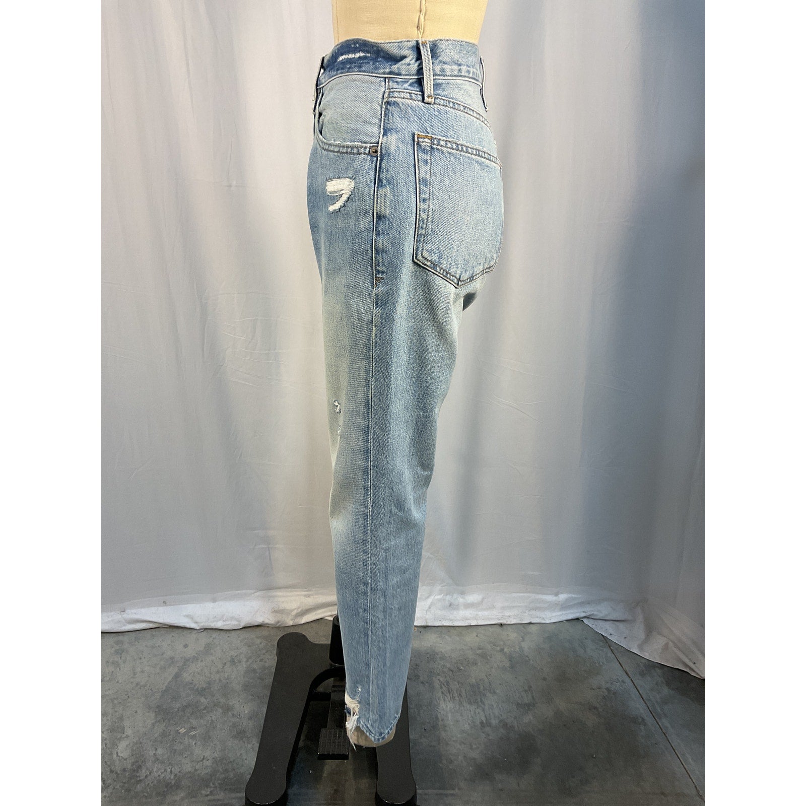 Frame 'Le Original' Blue Ripped High Waist Crop Denim Jeans Size 27