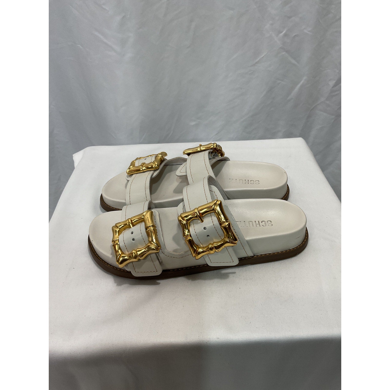 Schutz 'Enola Sporty' White Leather Sandal Size 6.5