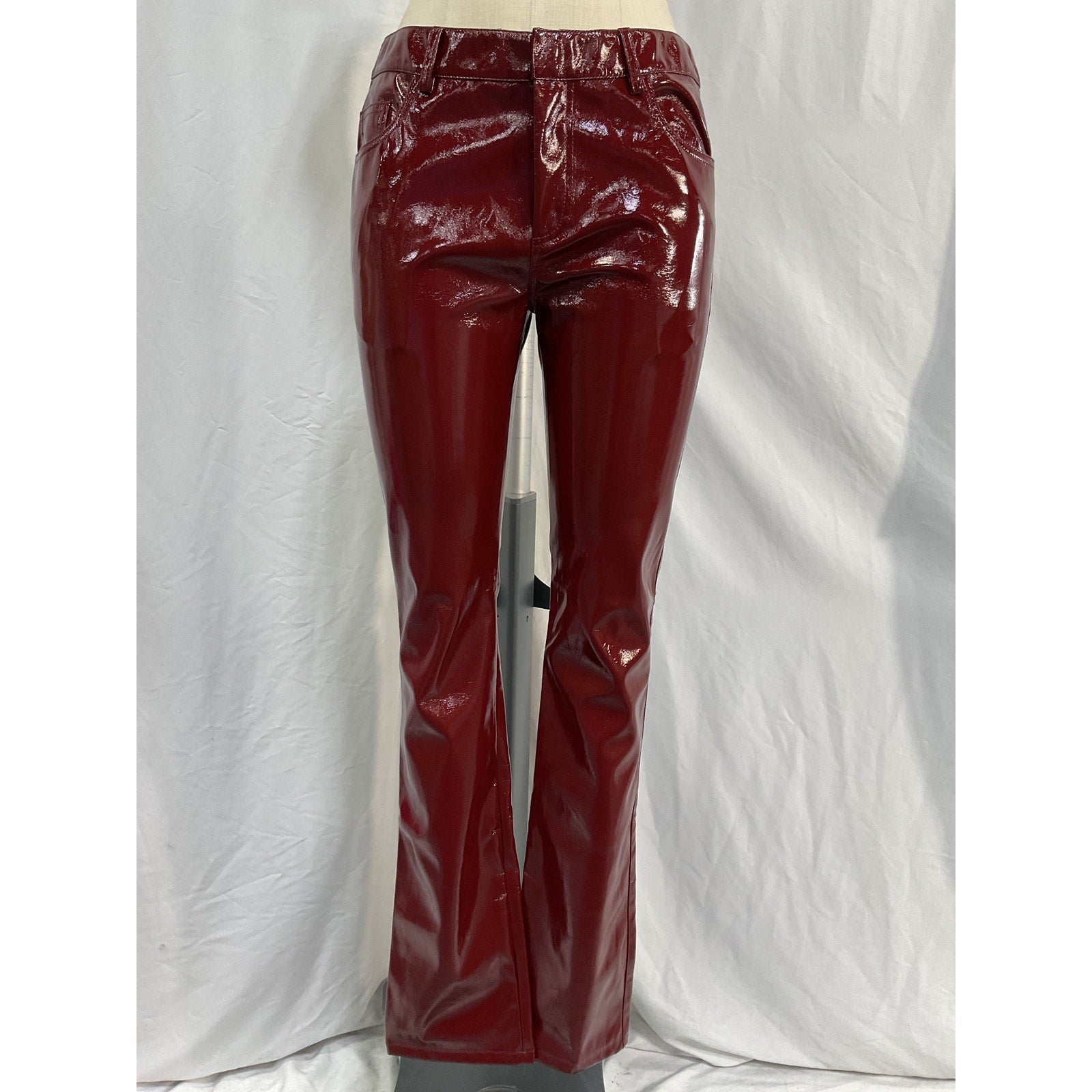 Blumarine Faux Patent Red Polyester Leather Pant Size 4