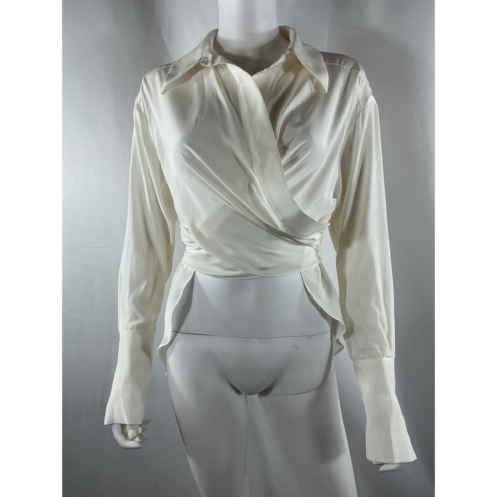 Gauge81 'Sabinas' White Silk Wrap Top Size XS