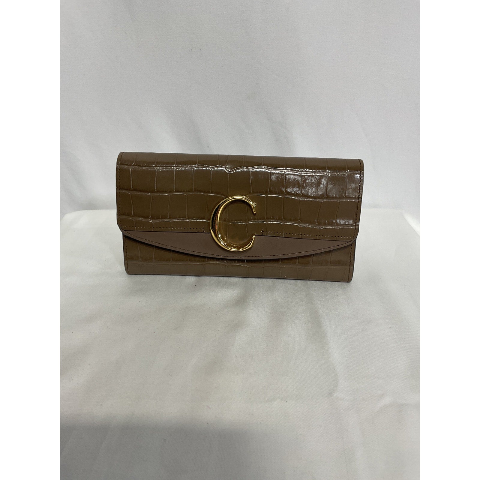 Chlo� C 'Embossed' Green Croc Clutch