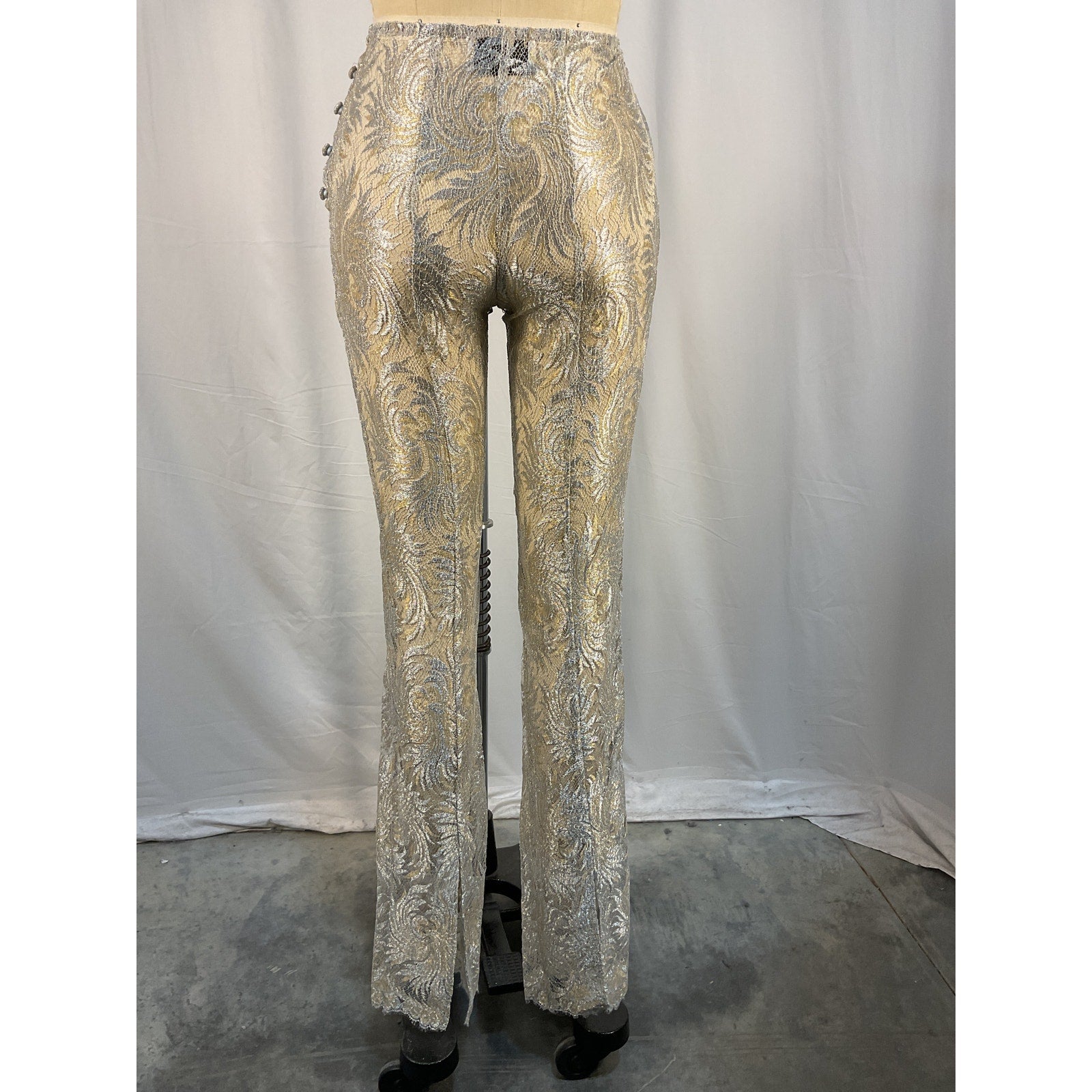 Coperni Lace Flared Silver Polyamide Trouser Size 36