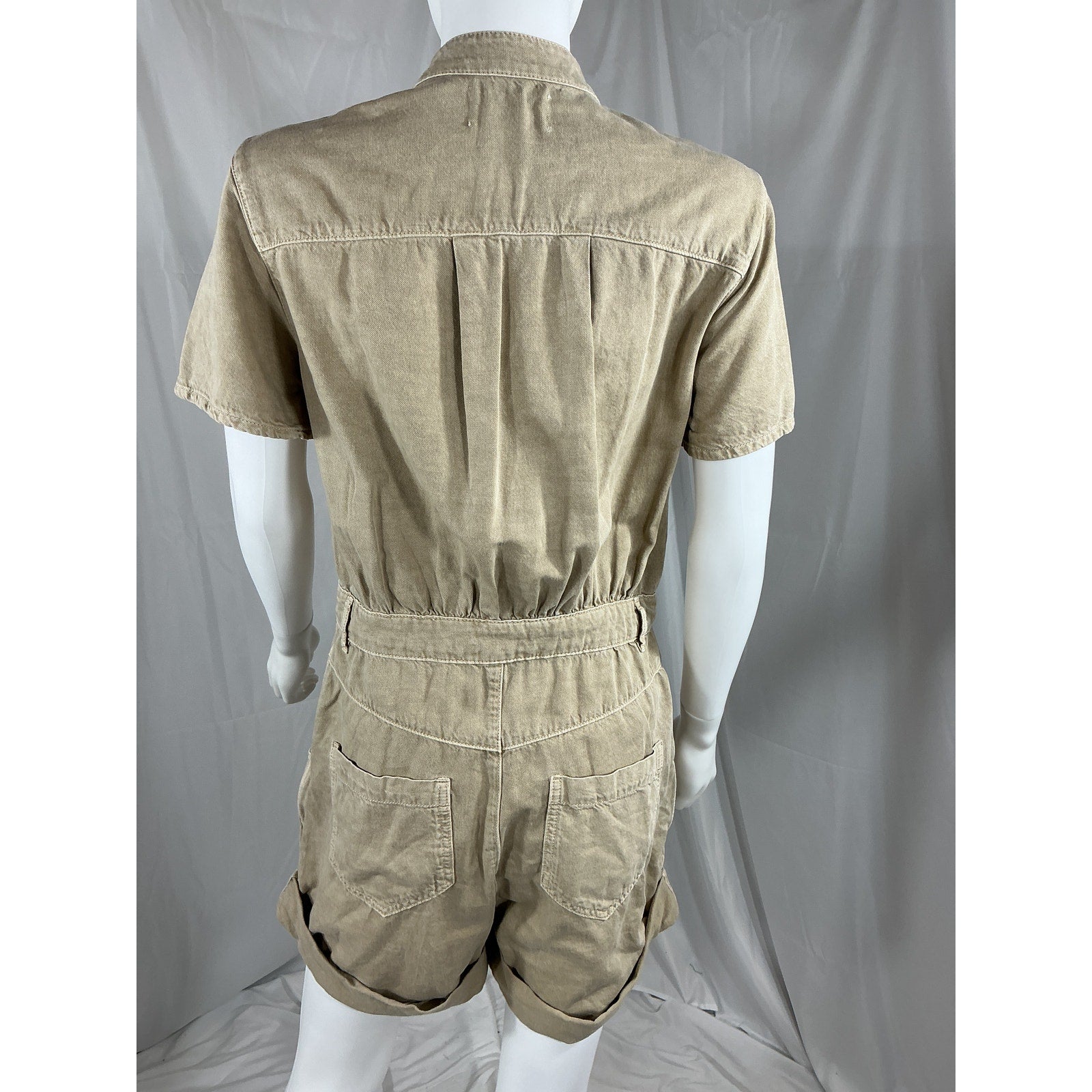 Ba&Sh 'Daquila' Beige Cotton Cuffed Romper Size M