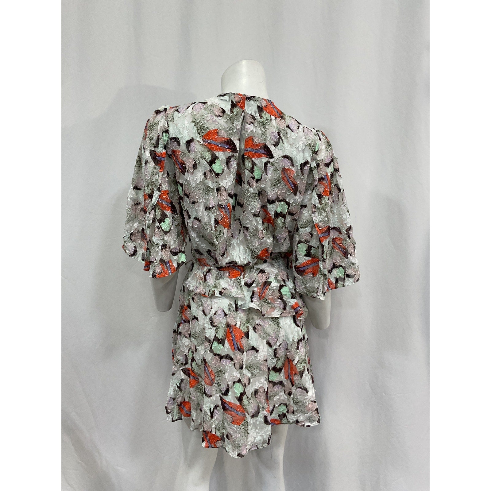 Iro 'Carlina' White Silk Wrap-Effect Ruffled Silk And Cotton-Blend Mini Dress Size 2