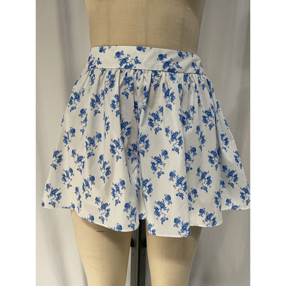 Caroline Constas 'Teagen' White Floral-Print Cotton-Blend Poplin Shorts Size M