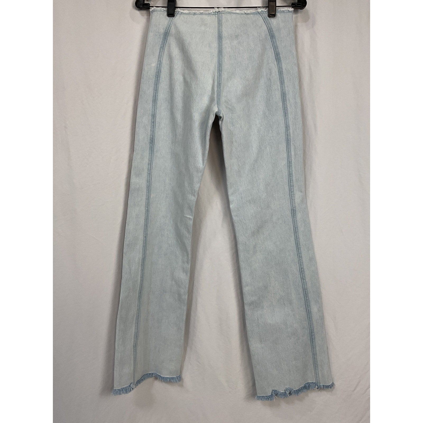 Siedr�s 'Giny' Blue Cotton Frayed Embellished High-Rise Wide-Leg Jeans Size 34