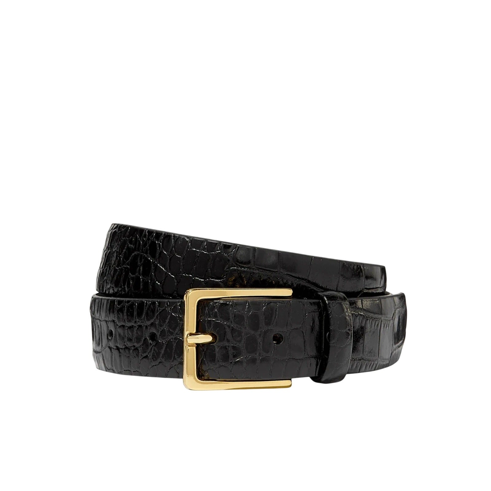 Anderson's Black Leather Croc-Effect Belt Size 80