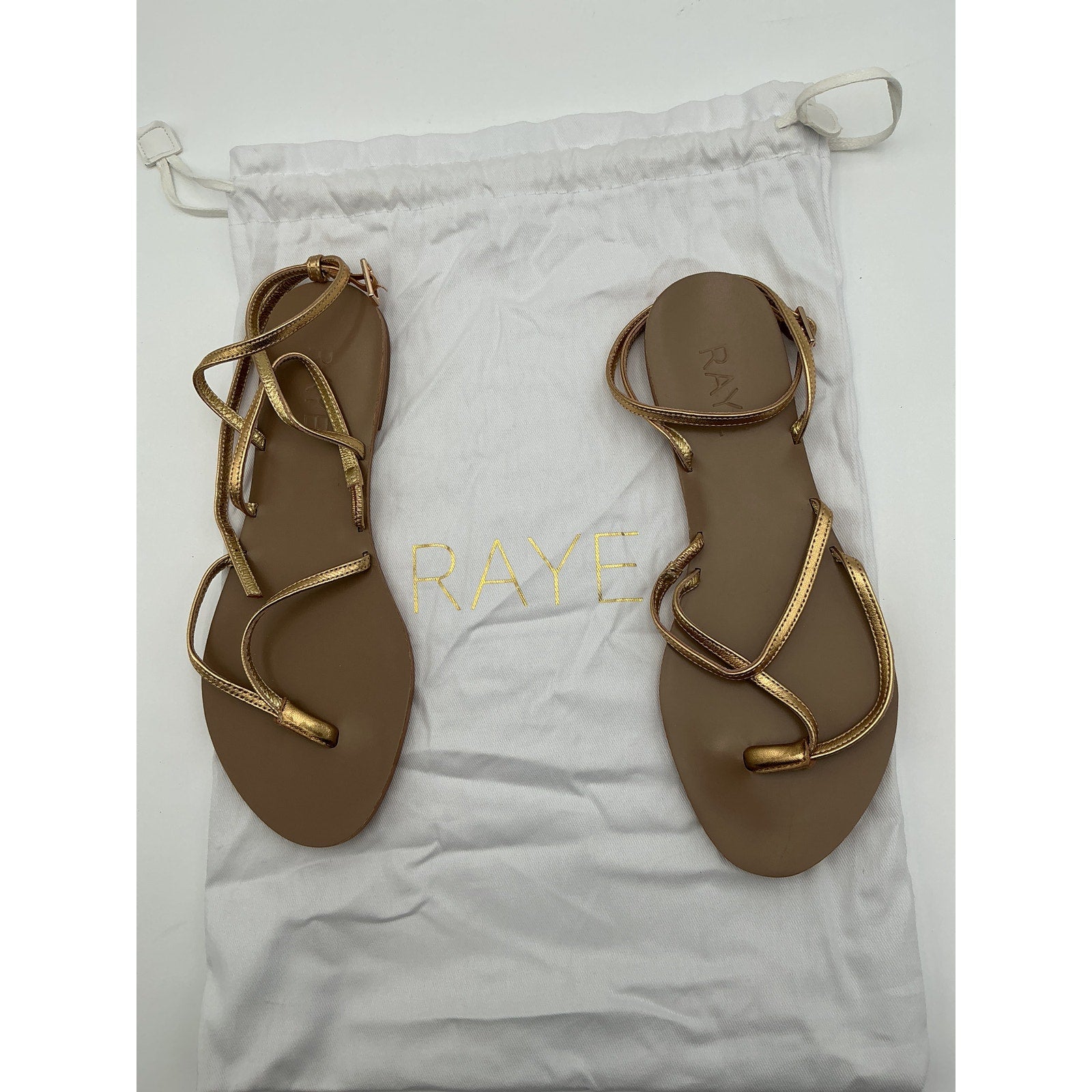 Raye 'Void' Gold Leather Sandal Size 5.5