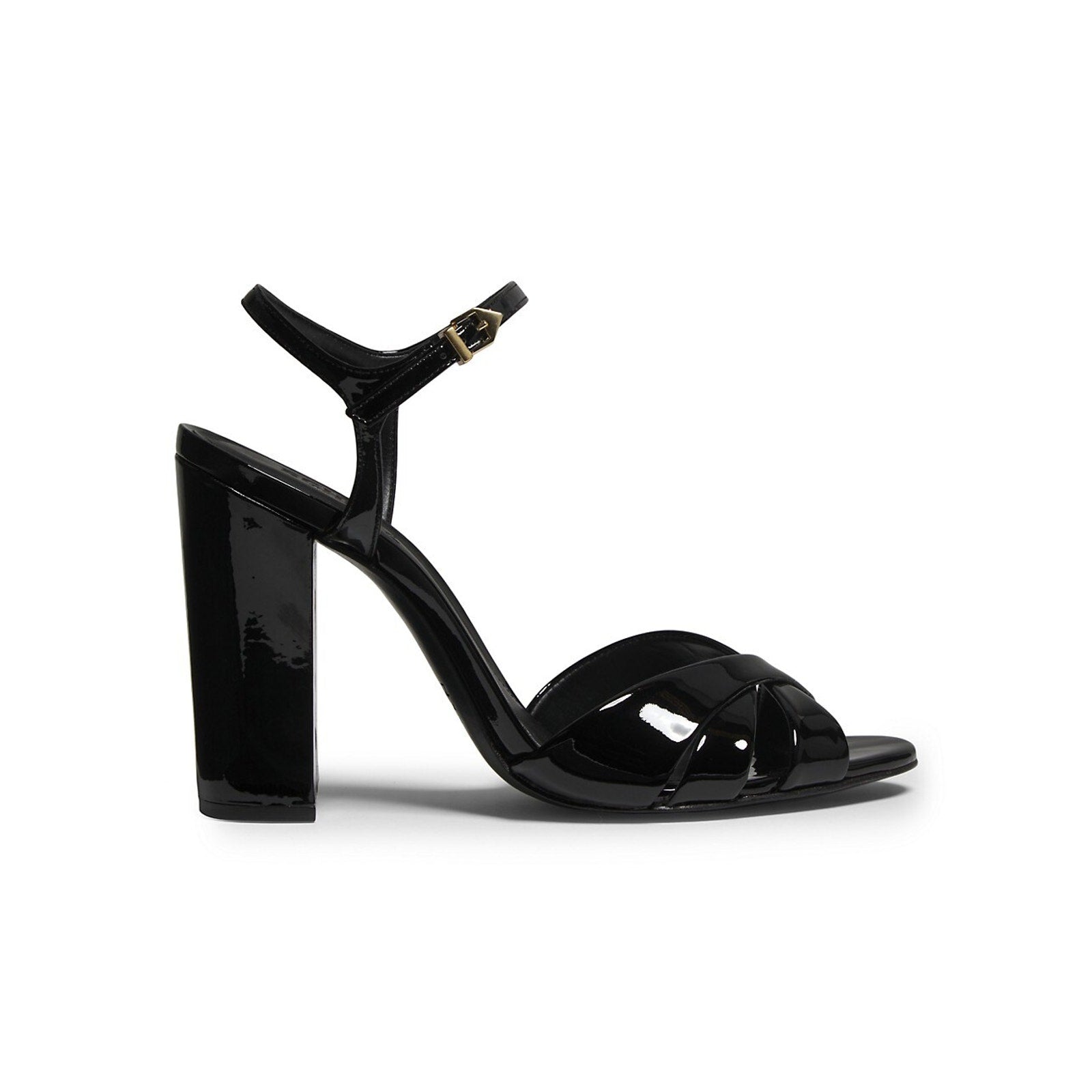 Schutz 'Keefa' Black 100mm Open Toe Patent Leather Sandals Size 7