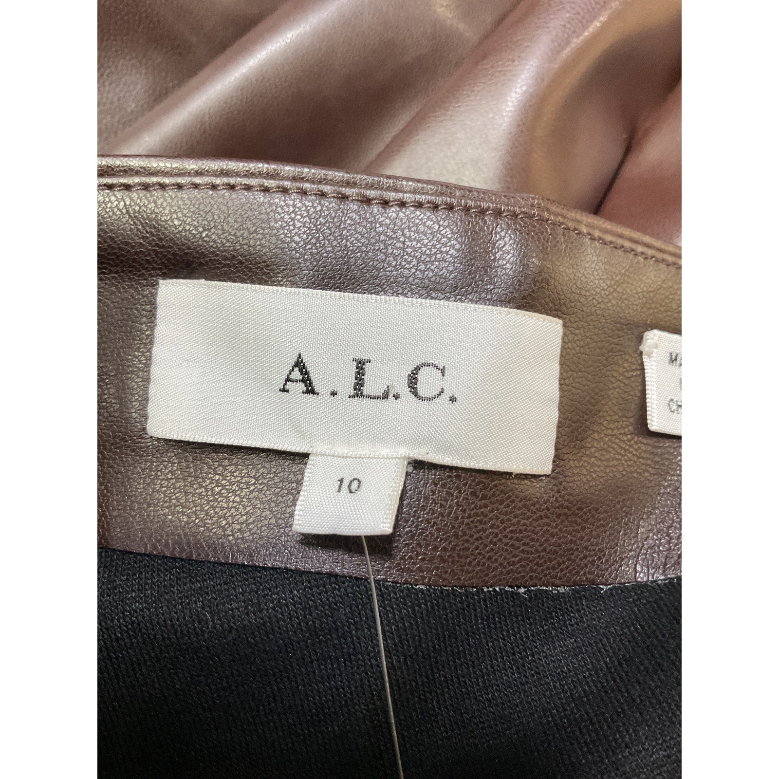 A.L.C. 'Charlotte' Brown Faux-Leather Halter Sleeveless Midi Dress Size 10