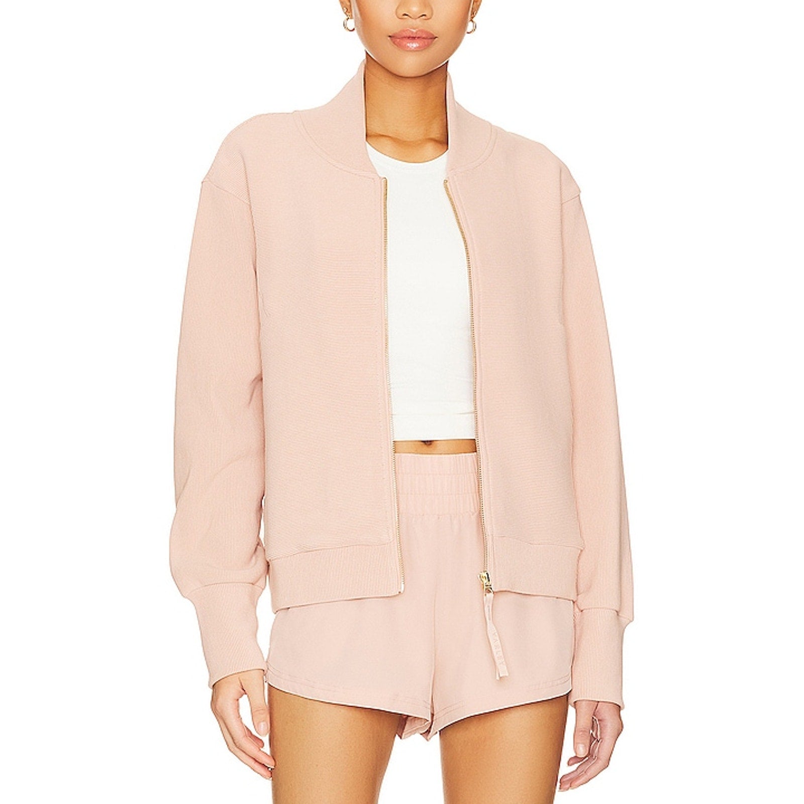 Varley 'Alia' Pink Cotton Zip Sweatshirt Size XS
