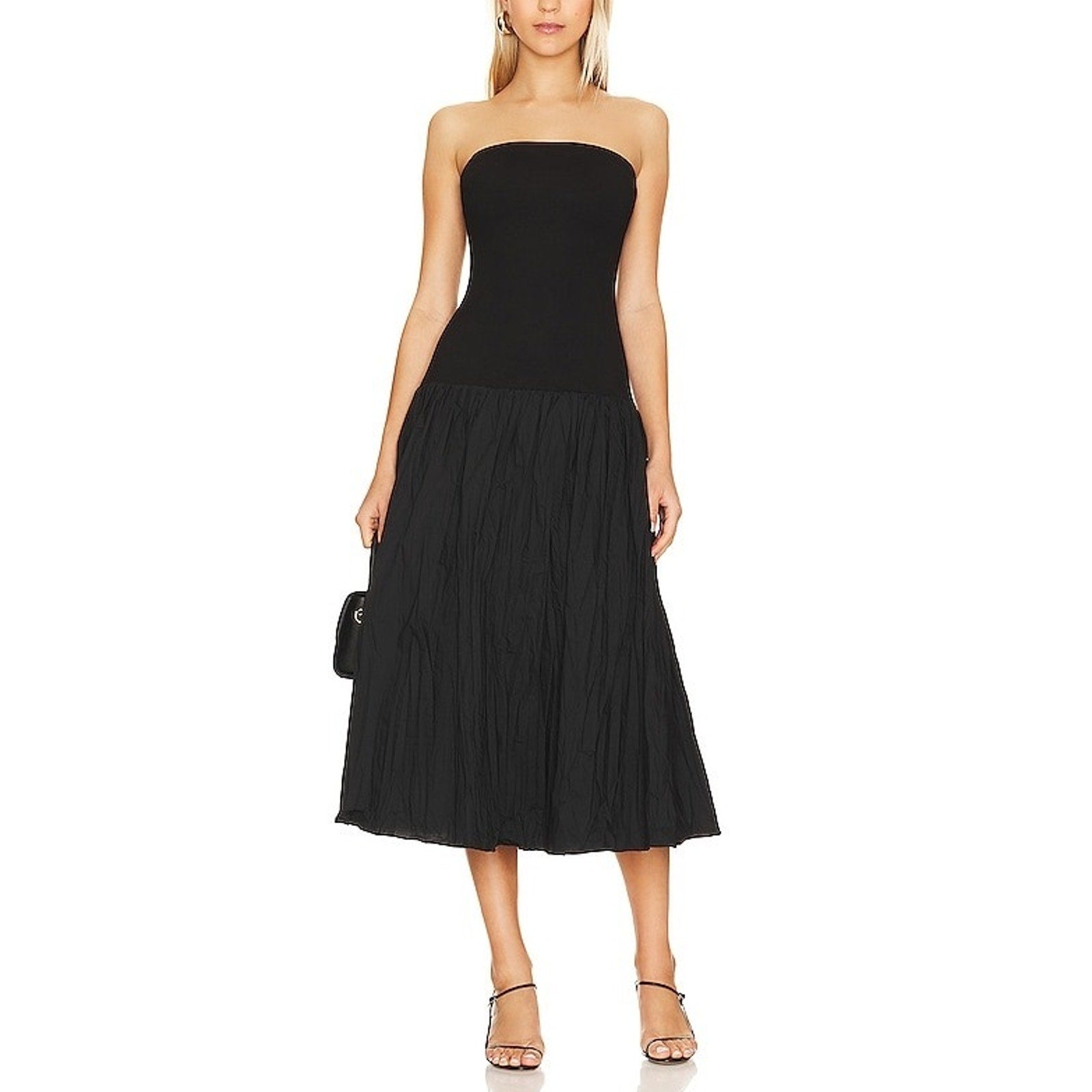 Nicholas 'Jaxon' Black Drop Waist Broomstick Pleated Poplin Skirt Size 4