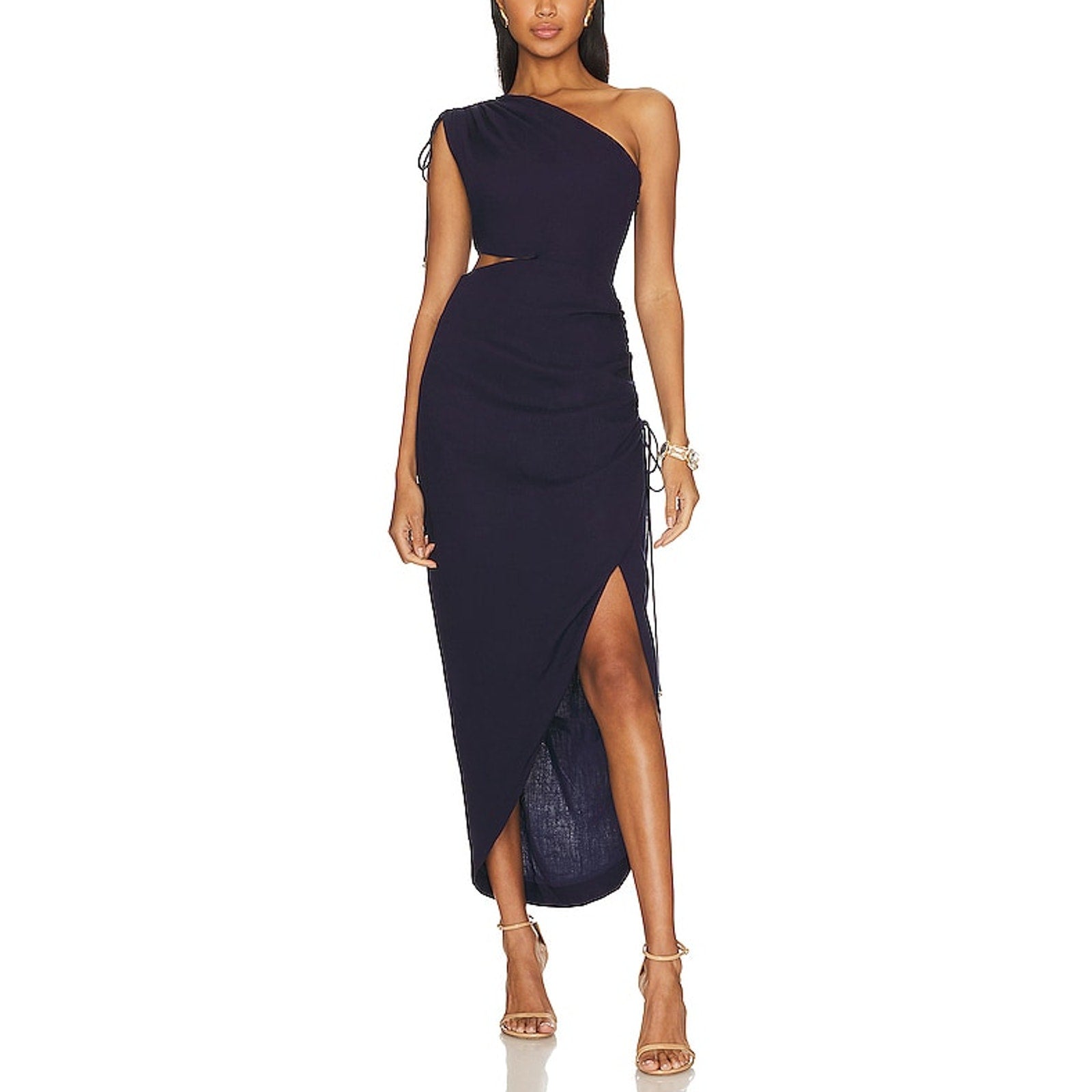 Elliatt 'Adaption' Navy Linen One Shoulder Dress Size S - NWT