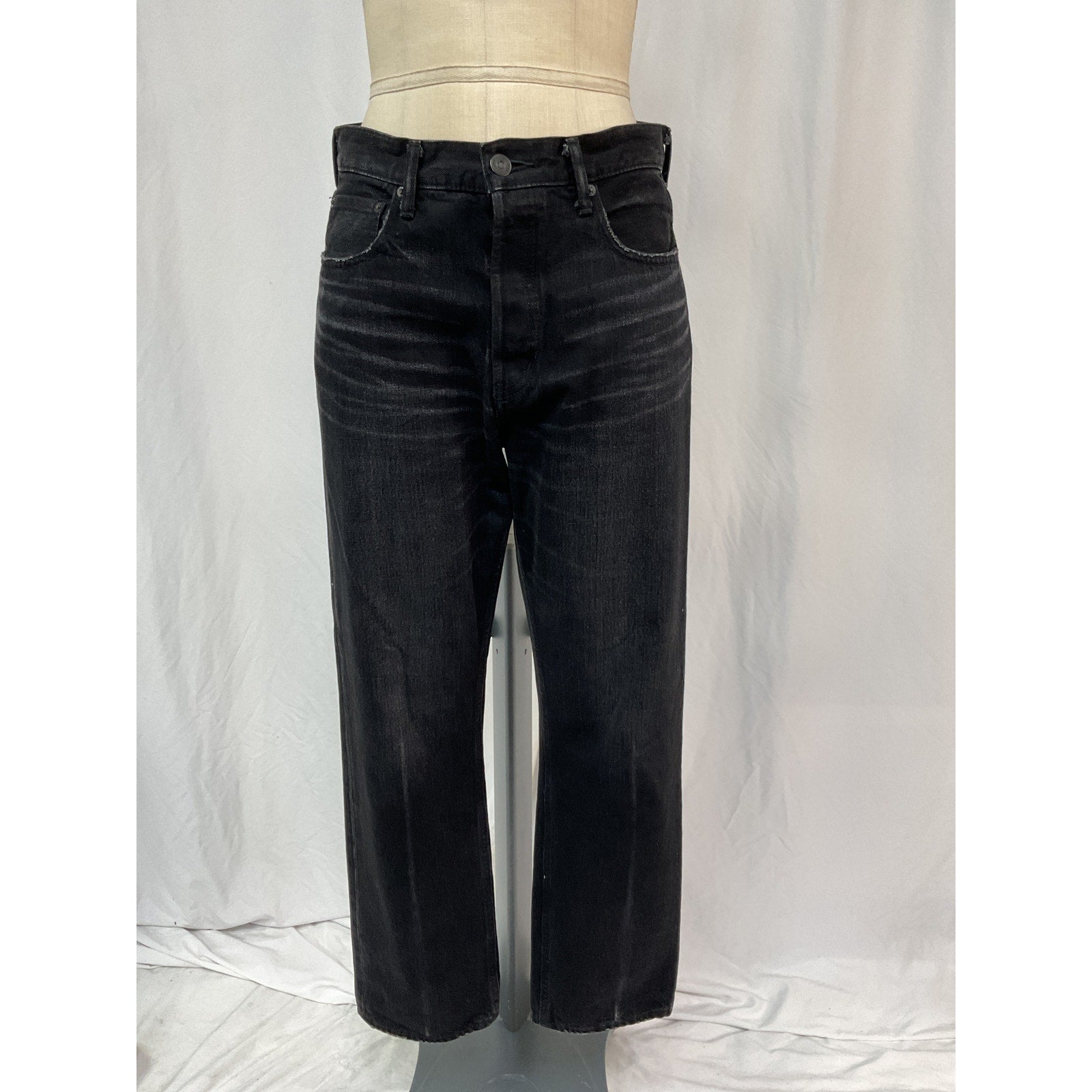 Moussy 'Murrieta' Black Cotton Wide Straight Leg Denim Jean Size 26