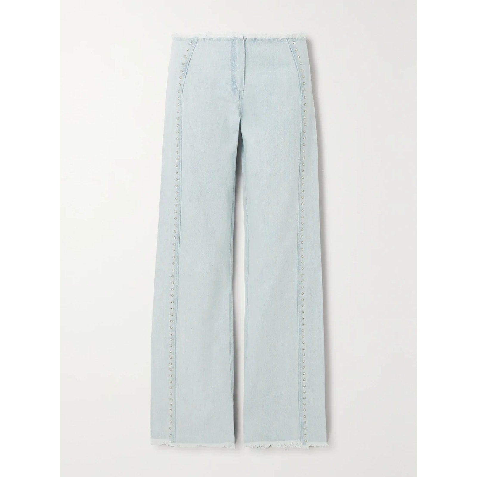 Siedr�s 'Giny' Blue Cotton Frayed Embellished High-Rise Wide-Leg Jeans Size 34