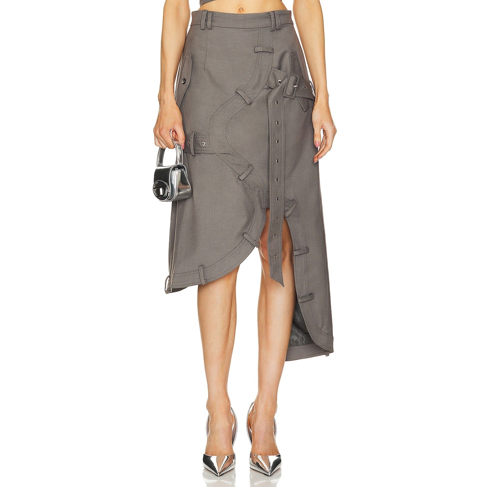 Rokh 'Asymmetric' Gray Belted Skirt Size 6