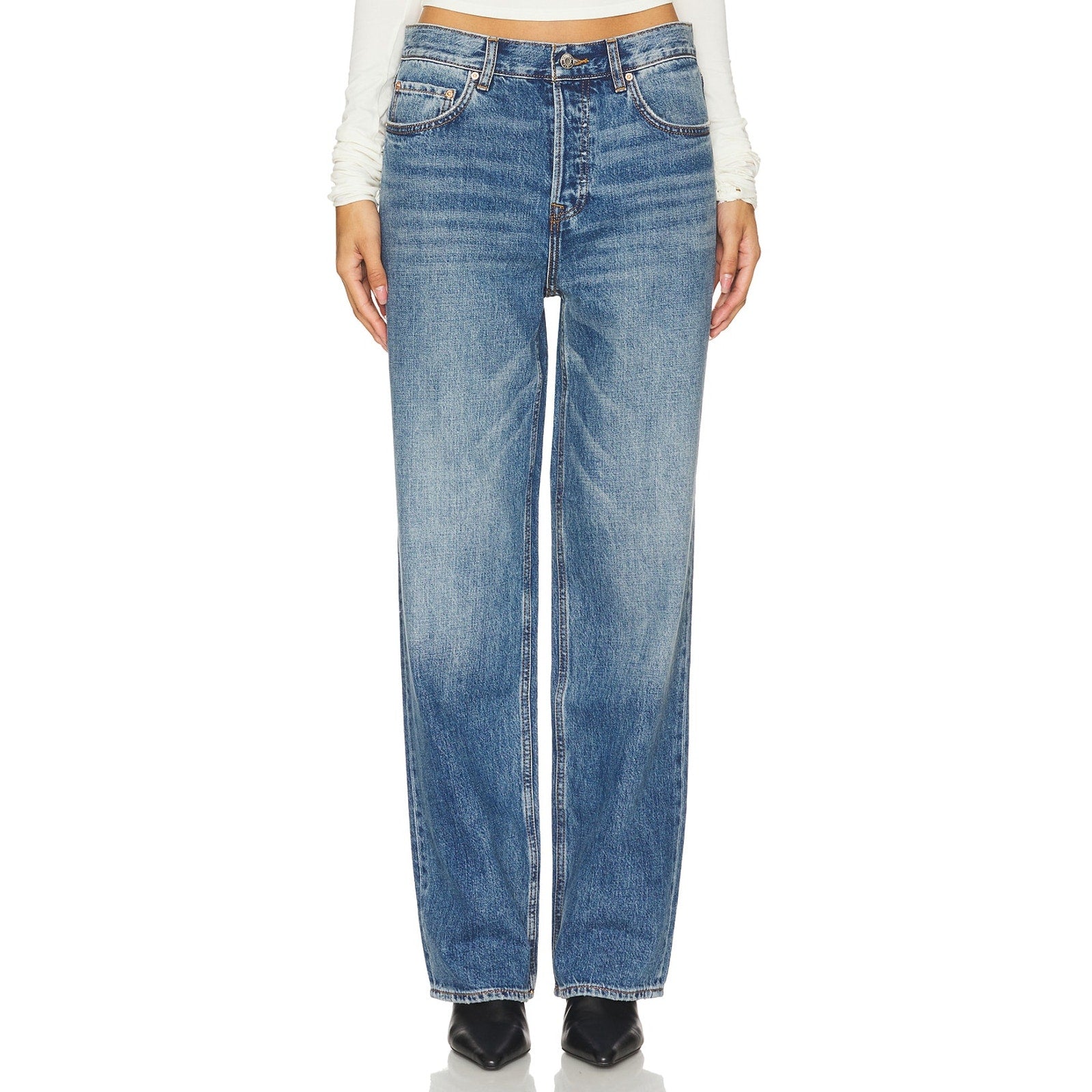 Grlfrnd 'Bella' Blue Low Rise Boyfriend Denim Jean Size 23