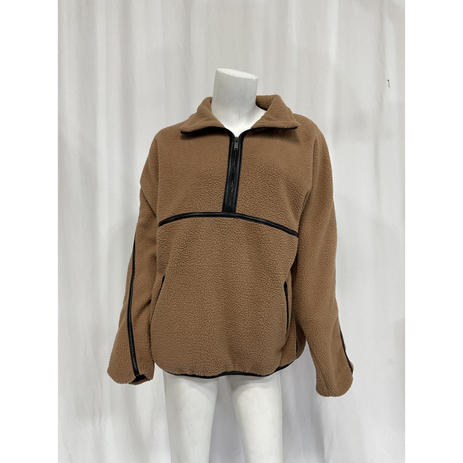 Lamarque 'Helsa' Brown Leather Trim Pullover Size XS