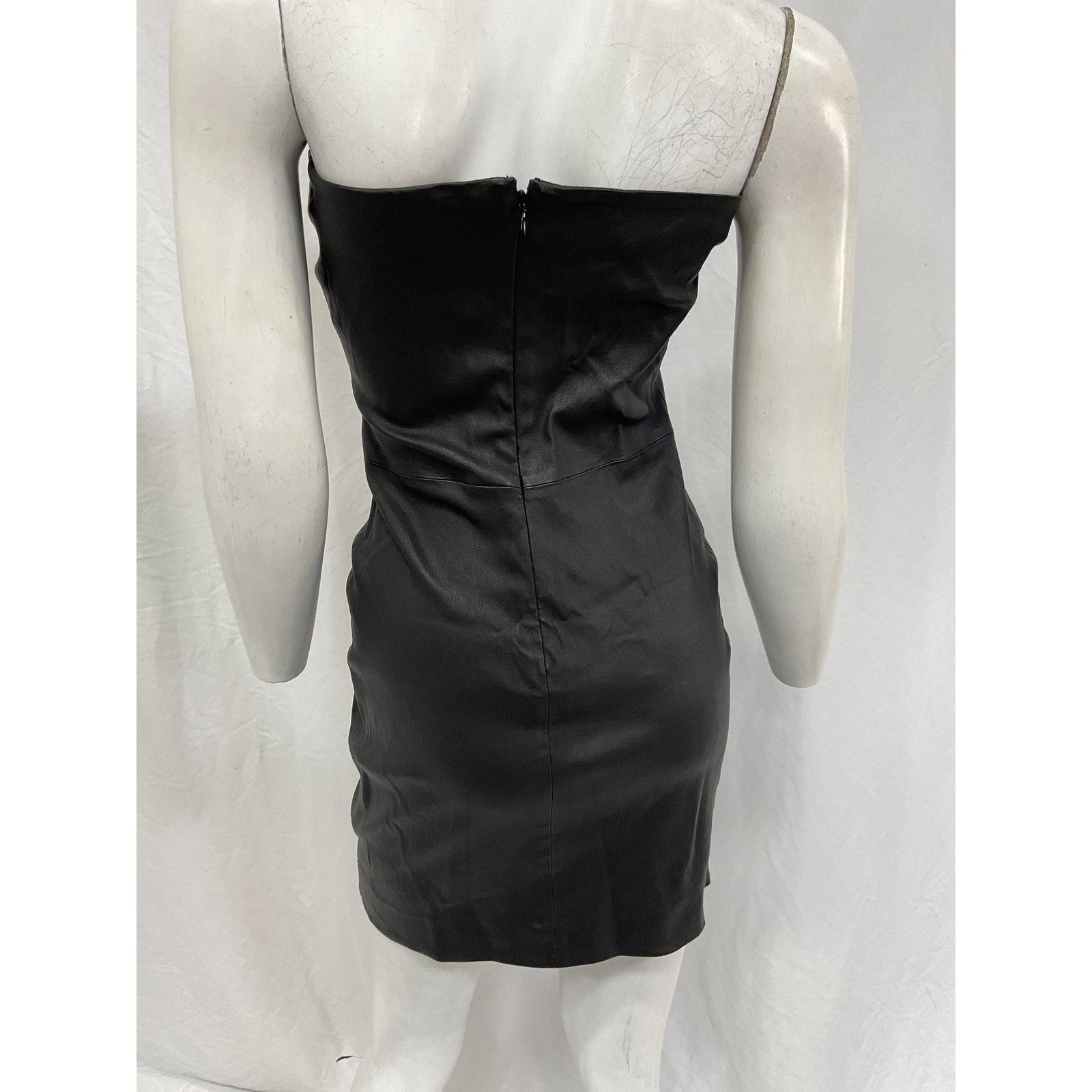 Sprwmn Strapless Black Leather Mini Dress Size M