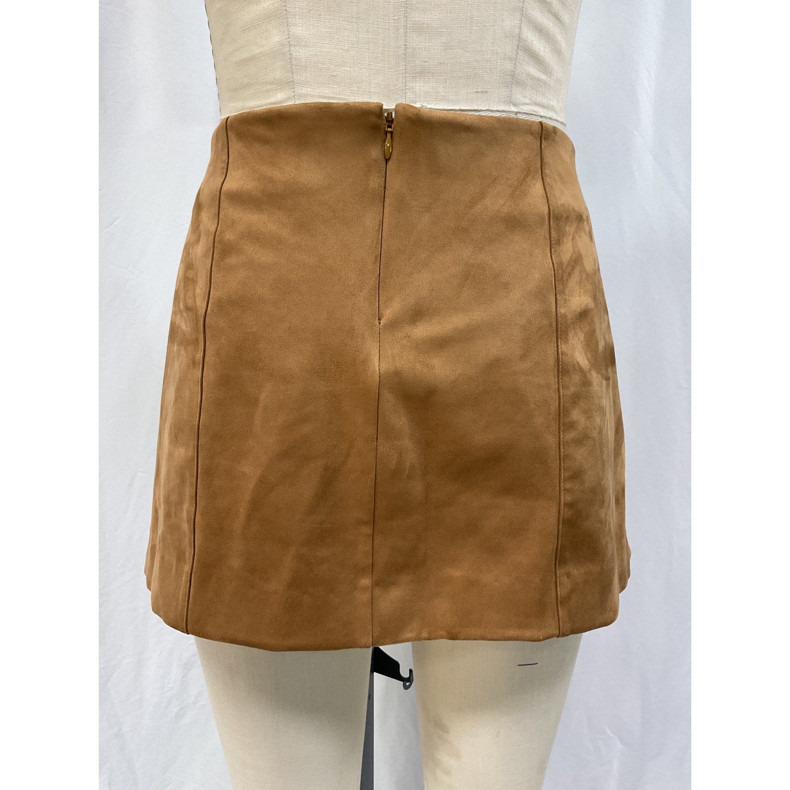 Tularosa 'Ginny' Brown Faux Suede Leather Mini Skirt Size M