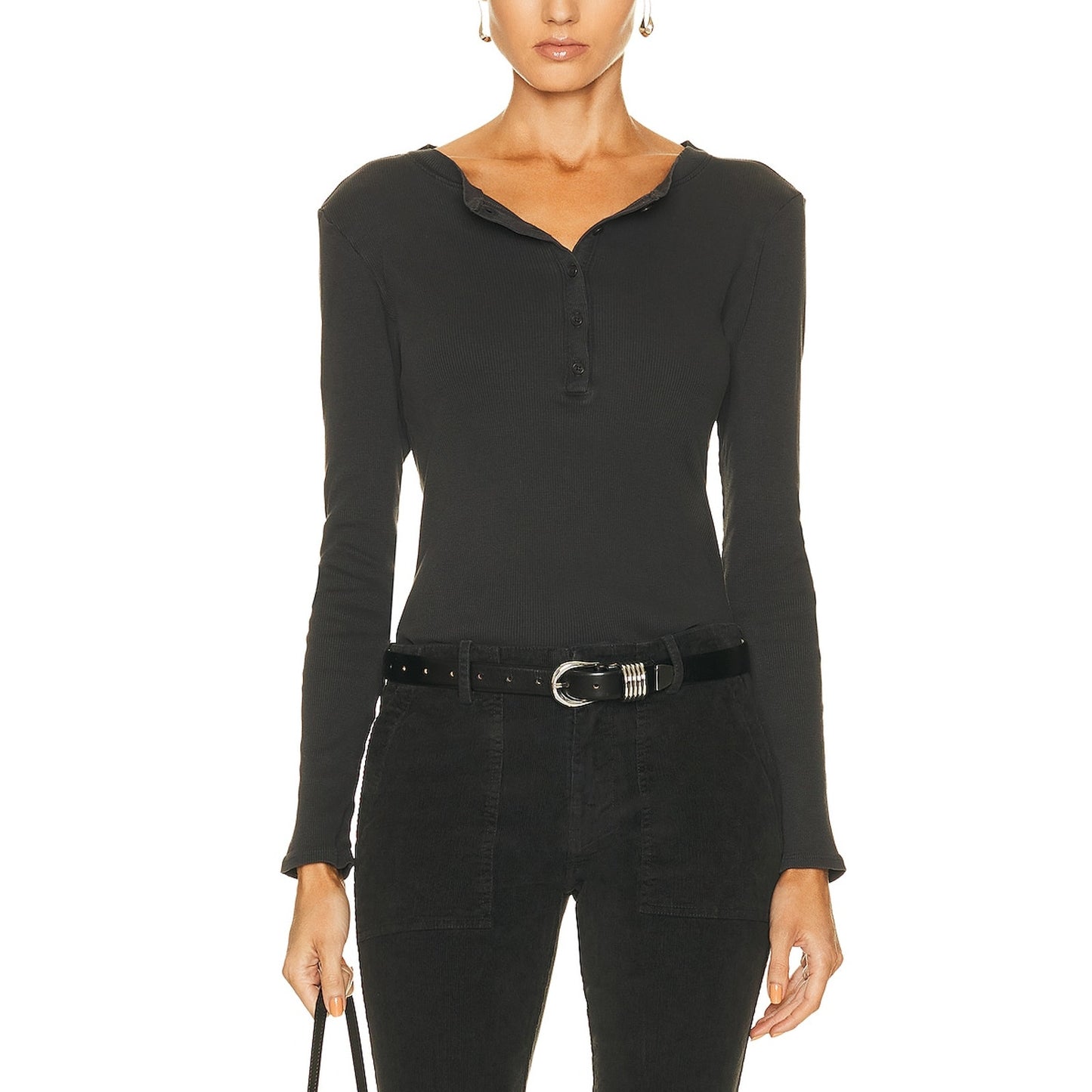 Nili Lotan 'Jordan' Black Henley Tee Size XS