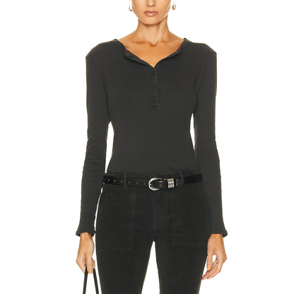 Nili Lotan 'Jordan' Black Henley Tee Size XS
