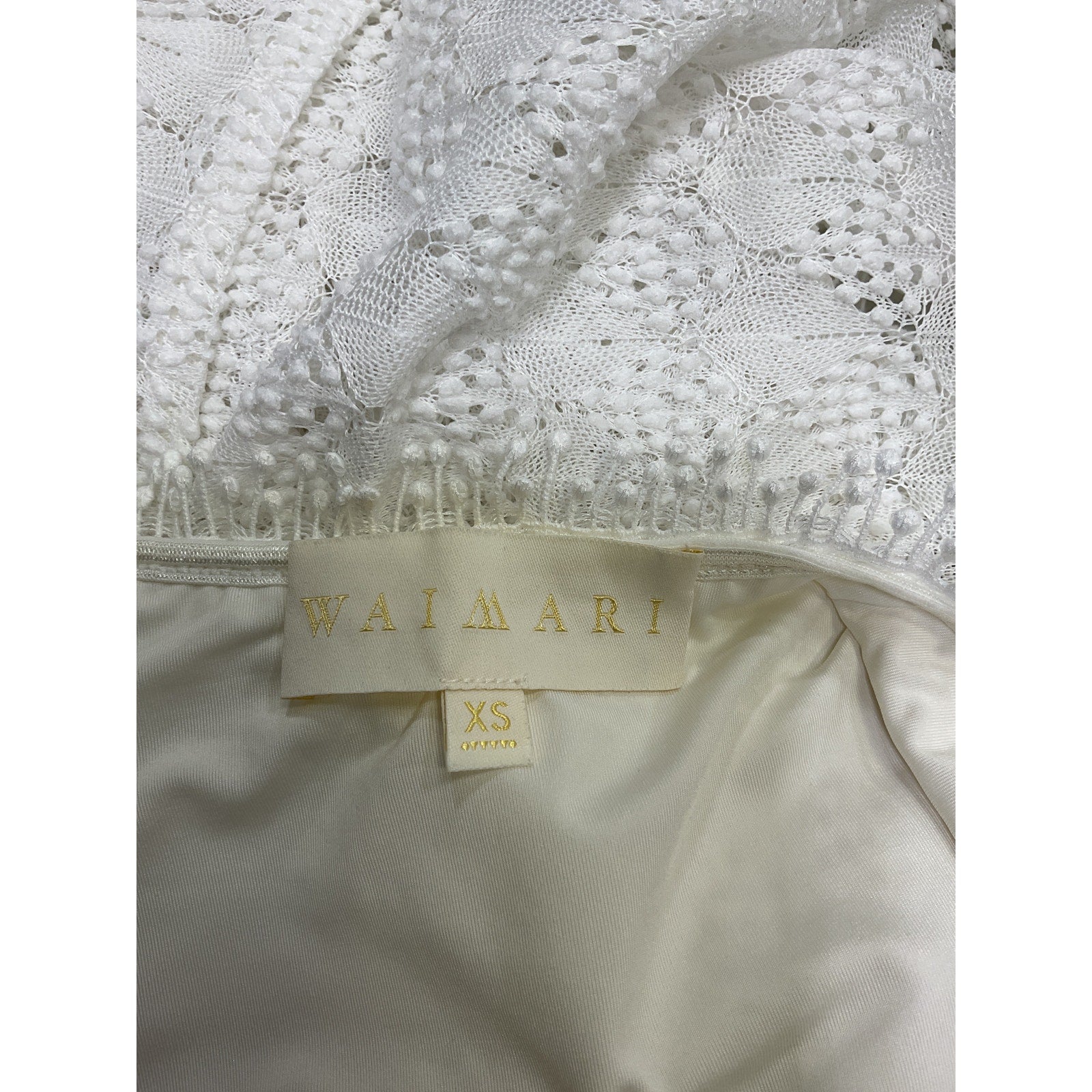 Waimari 'Lluvia' White Tassel Back Tie Lace Midi Dress Size XS