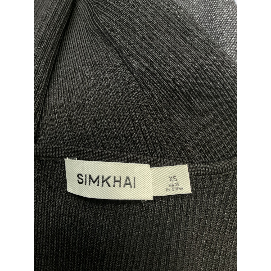 Simkhai 'Abia' Black Cropped Cap Sleeve Tee Size XS
