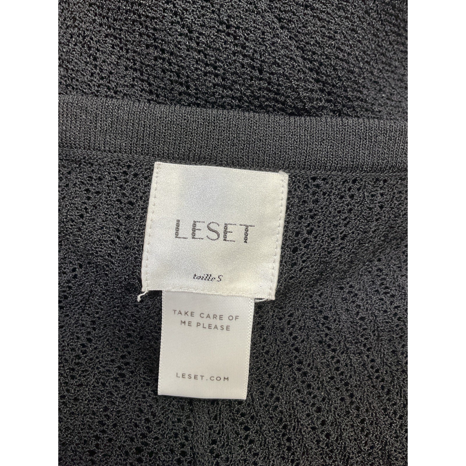 Leset 'Jasmine Pointelle' Black Viscose Crop Cardigan Size XS