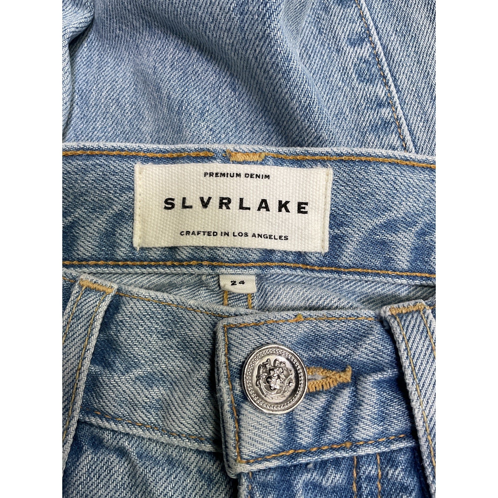 Slvrlake London High Rise Blue Cotton Straight Denim Jean Size 24