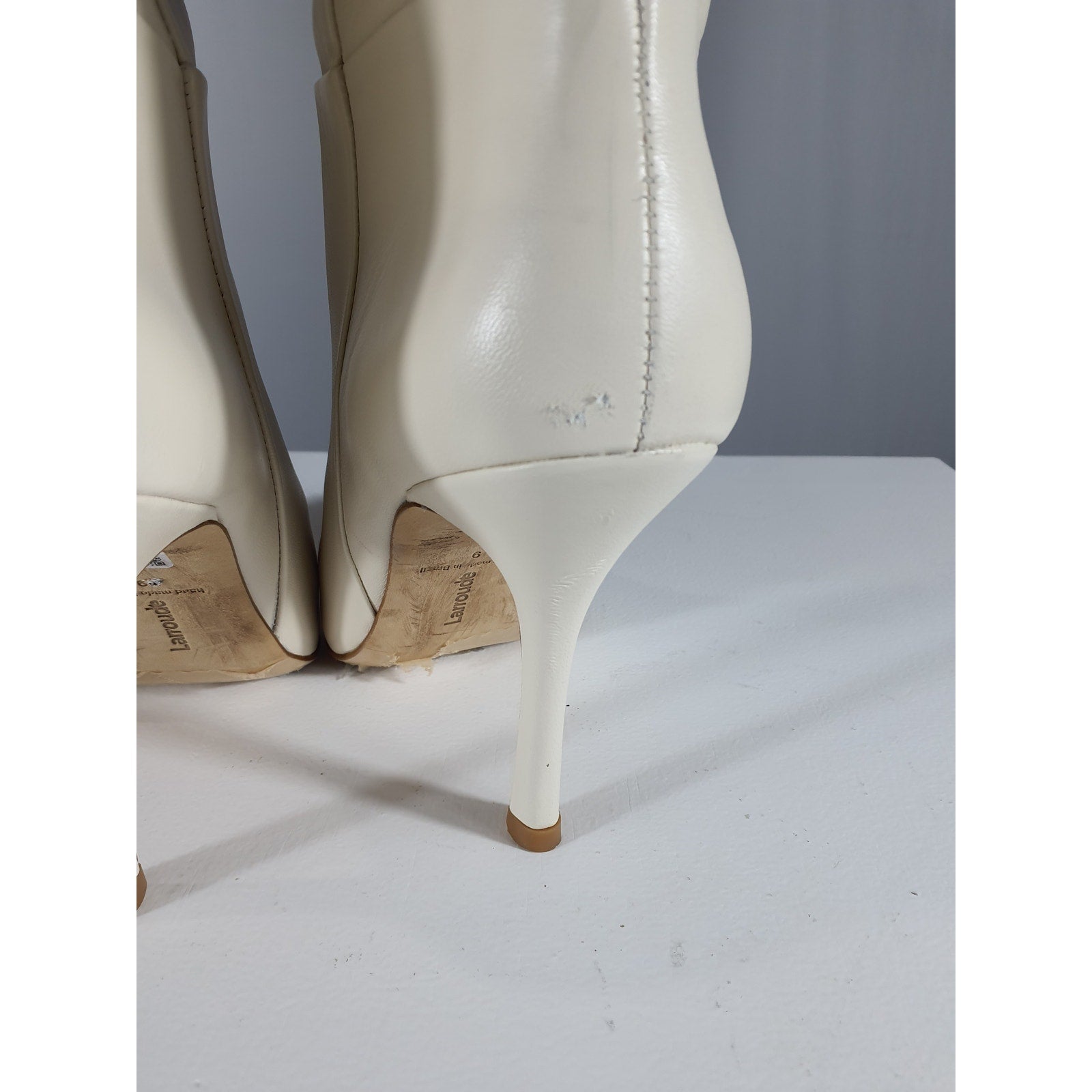 Larroude 'The Kate' Ivory Leather Boot Size 9
