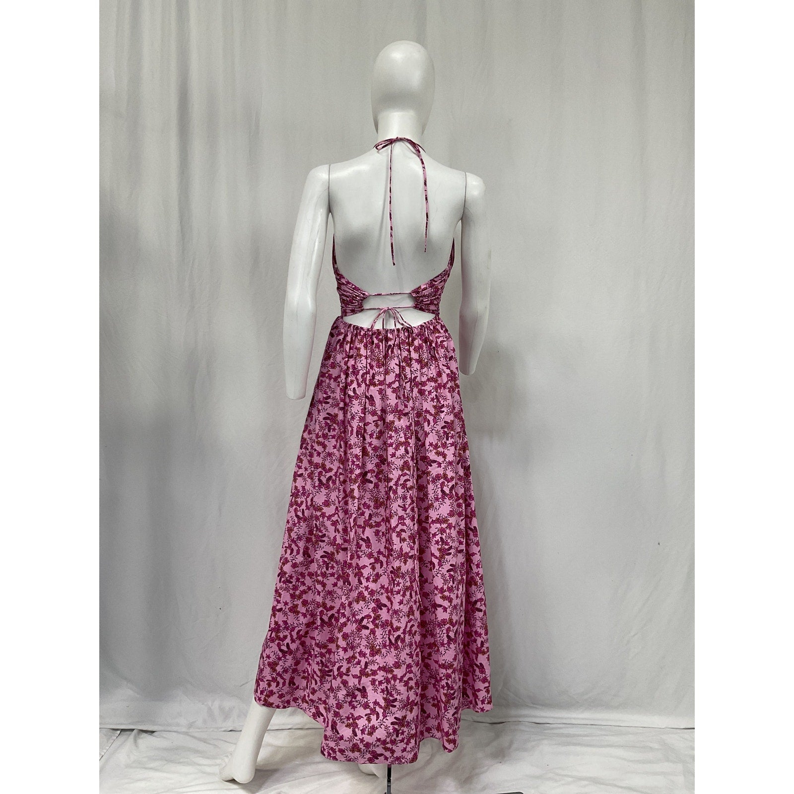 Matteau Floral-Print Pink Cotton Cutout Dress Size 4