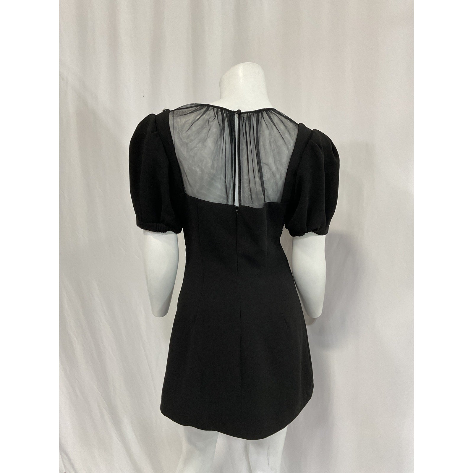 Self-Portrait 'Embellished' Black Crepe Mini Dress Size 6