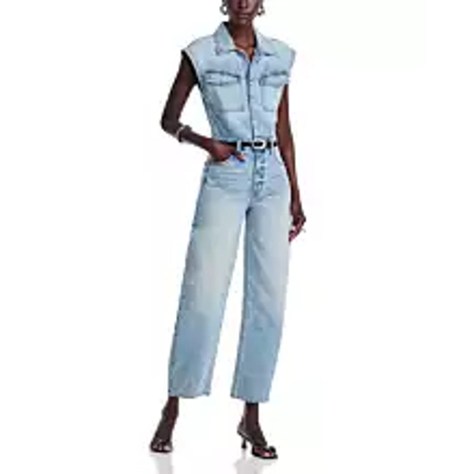 Pistola 'Ace' Blue Cotton Sleeveless Denim Jumpsuit Size S