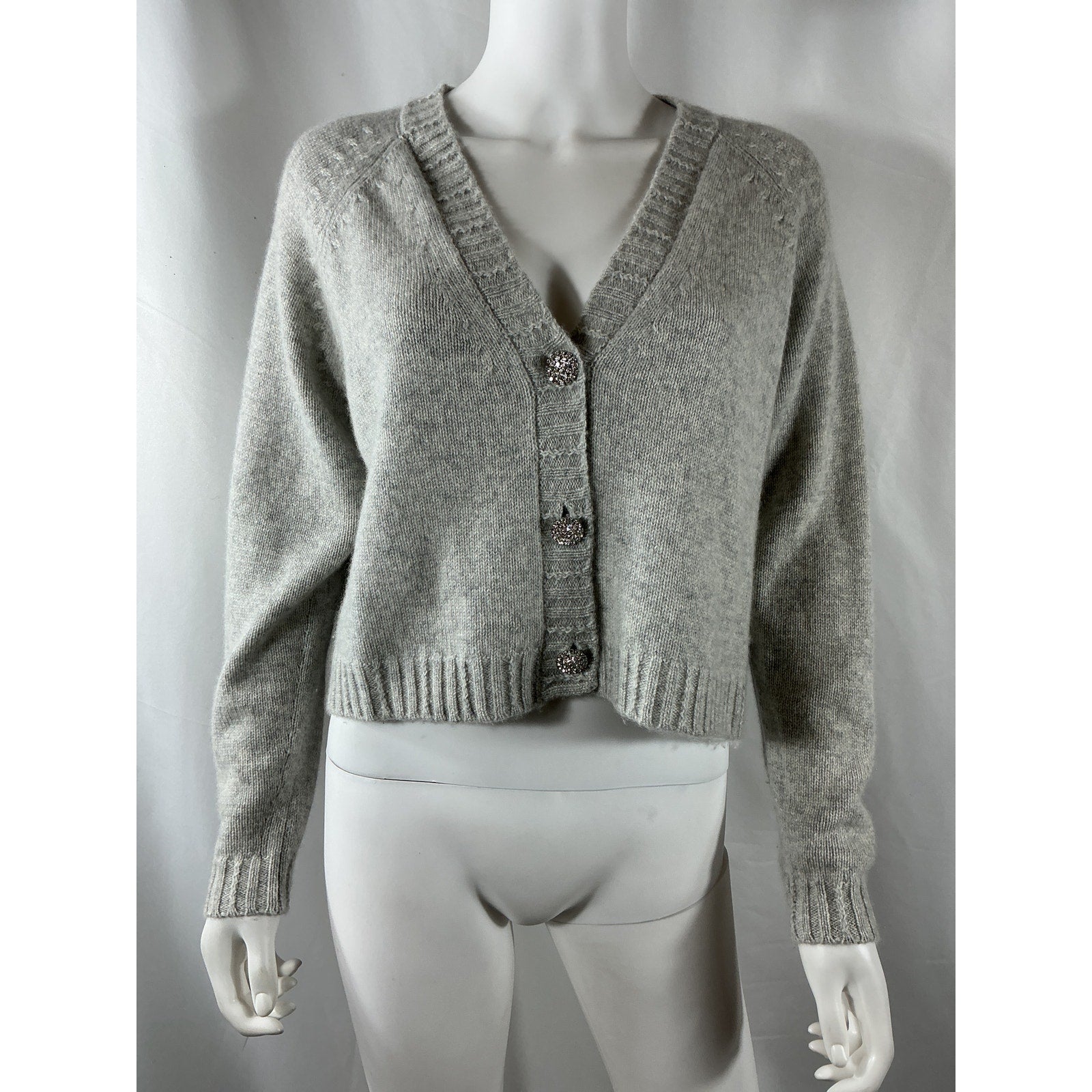 Ba&Sh 'Clapam' Grey Cashmere Cardigan Size S
