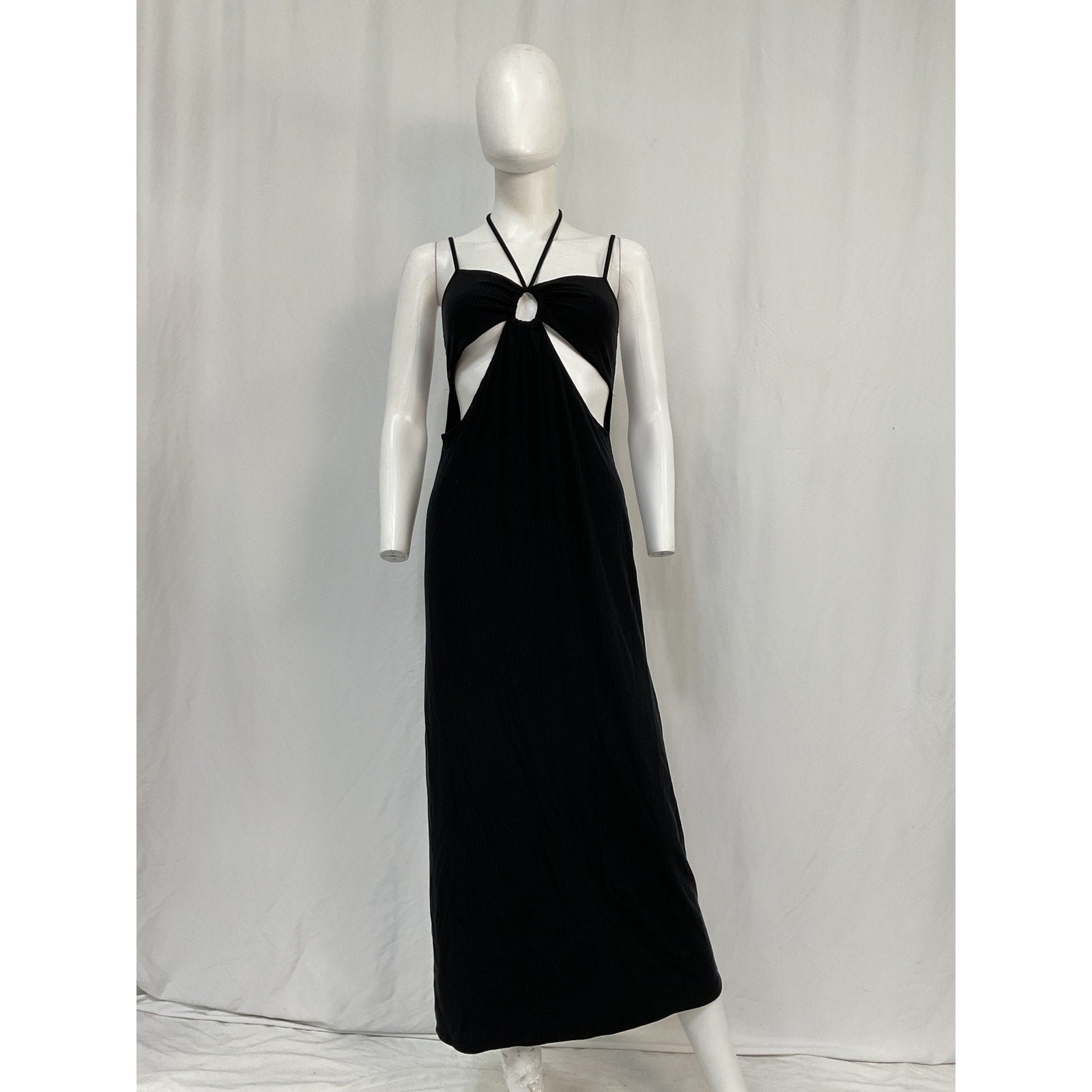 L*Space 'Naomi' Black Lyocell Strappy Midi-Dress Size L