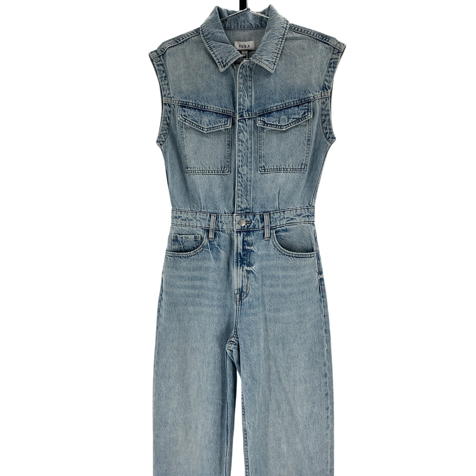Pistola 'Ace' Blue Cotton Sleeveless Denim Jumpsuit Size S