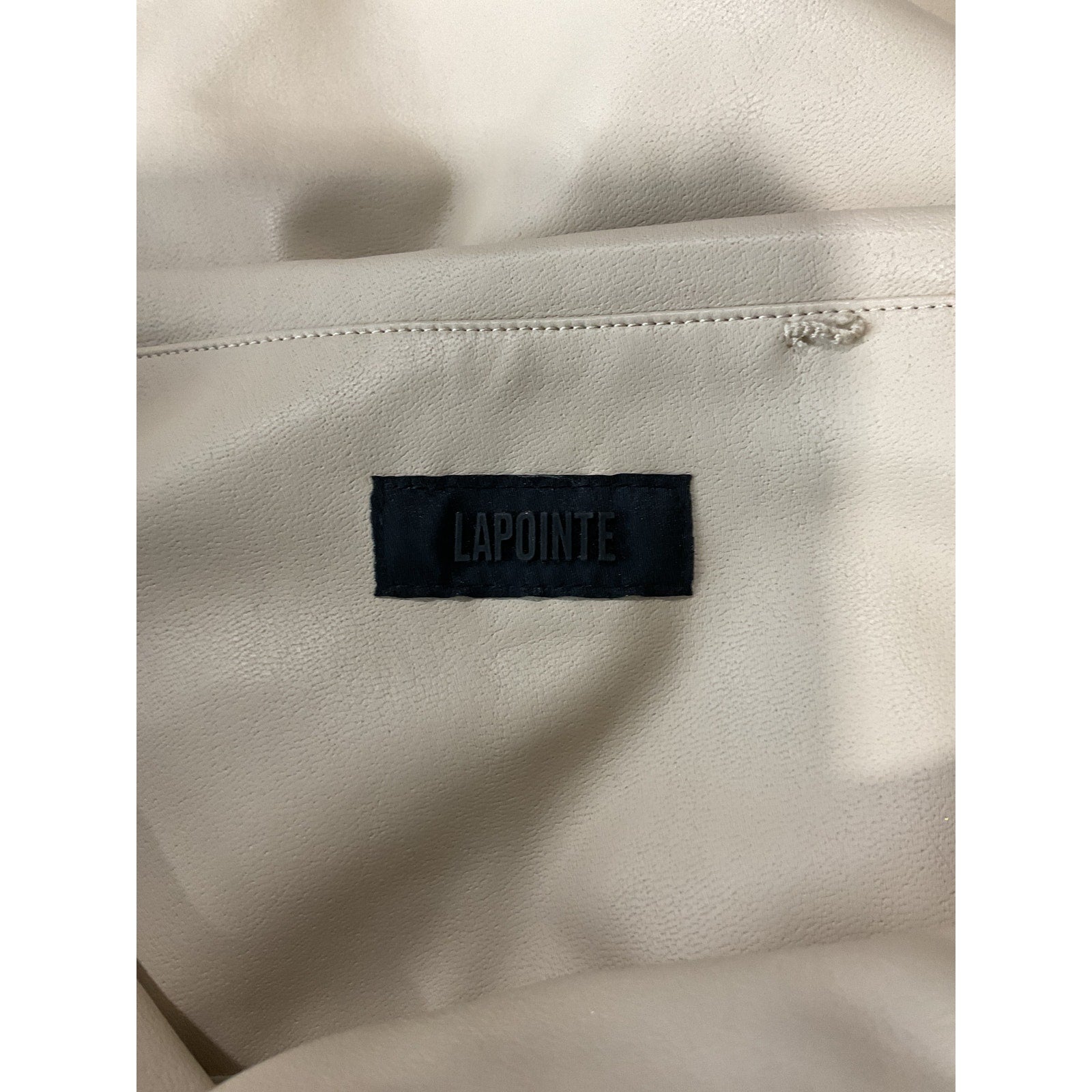 Lapointe Stretch Tan Polyurethane Faux Leather Drape Mini Skirt Size 0