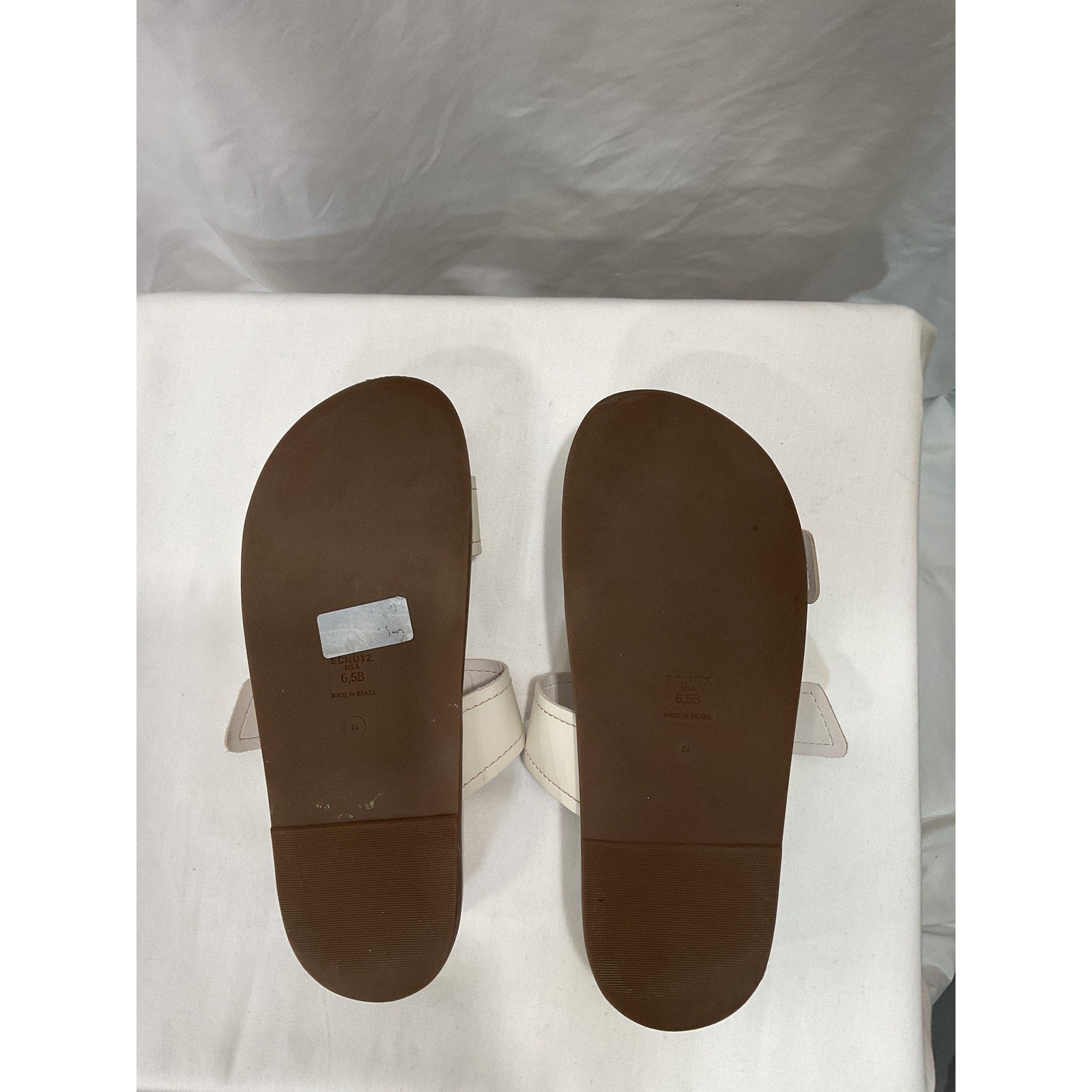 Schutz 'Enola Sporty' White Leather Sandal Size 6.5