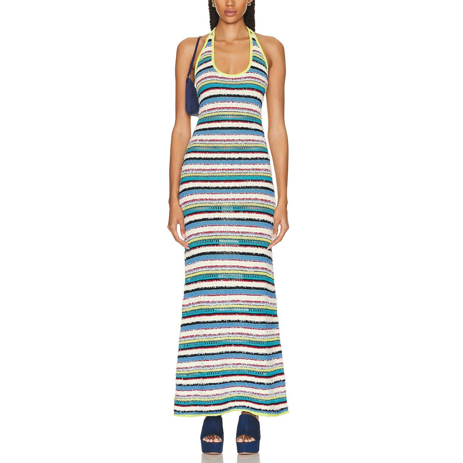 Staud 'Annabella' Blue Halterneck Back Cut Out Dress Size S