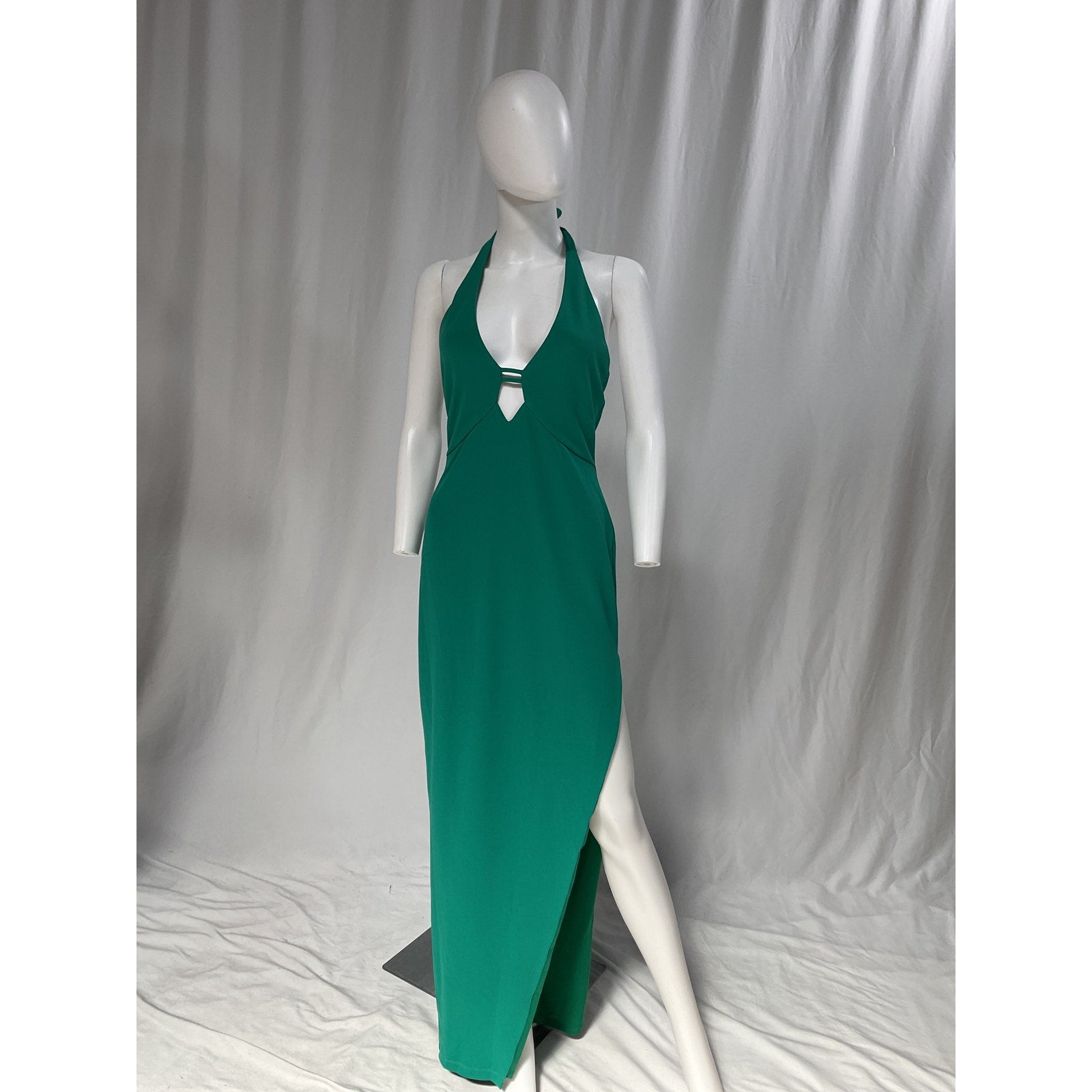 Nookie 'Coco' Green Halterneck Ponte Dress / Gown Size L - NWT