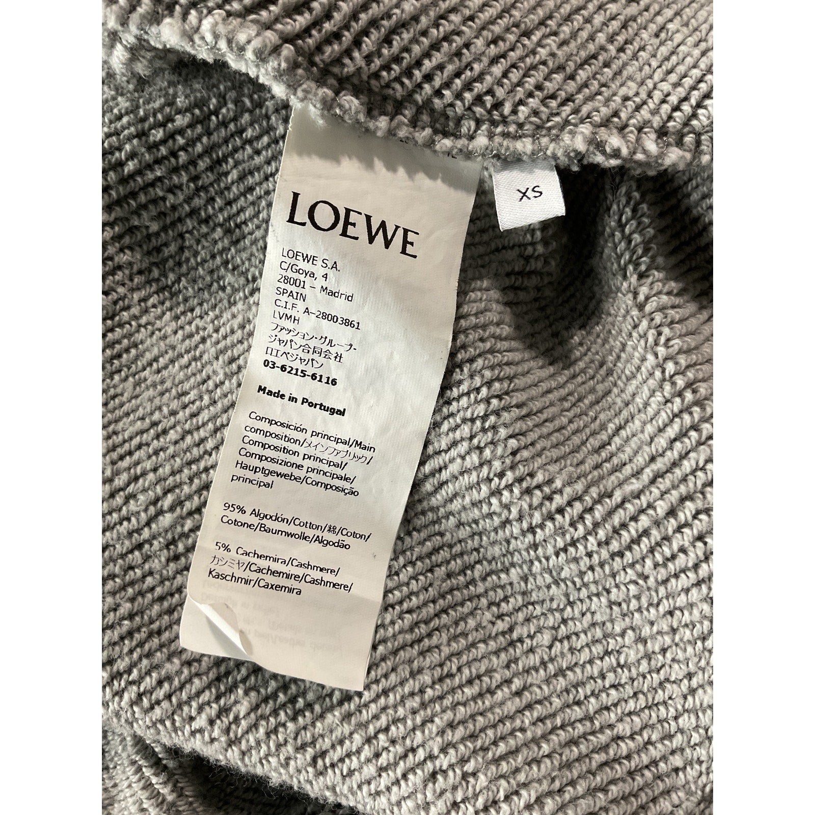Loewe 'Flamenco' Grey Cotton Hoodie Size XS