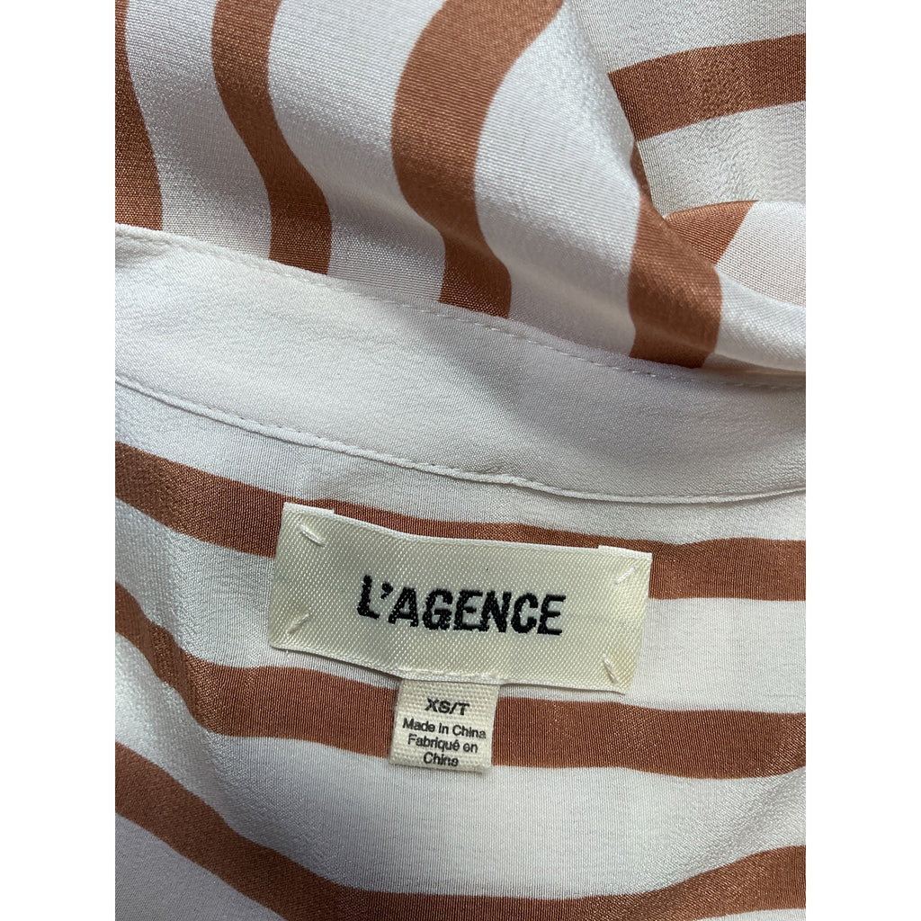 L'Agence 'Charlize' White Silk Bell Sleeve Blouse Size XS
