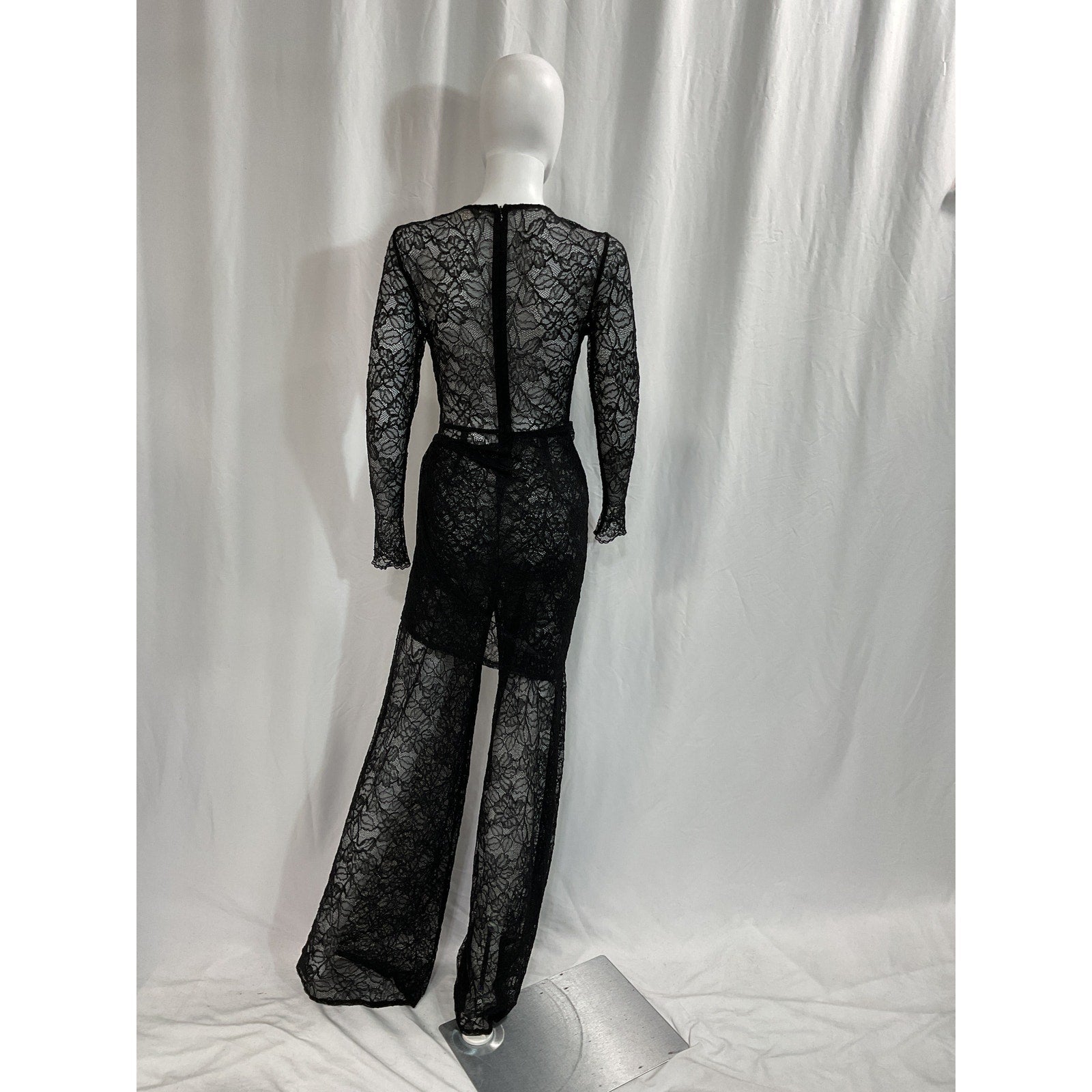 L'Agence 'Ali' Black Lace Jumpsuit Size S