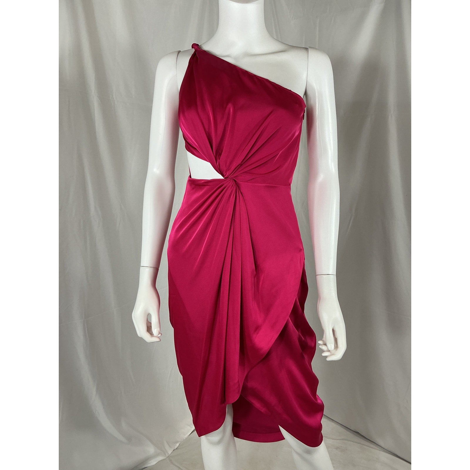 Amur 'Deena' Pink Poly One Shoulder Dress Size 0