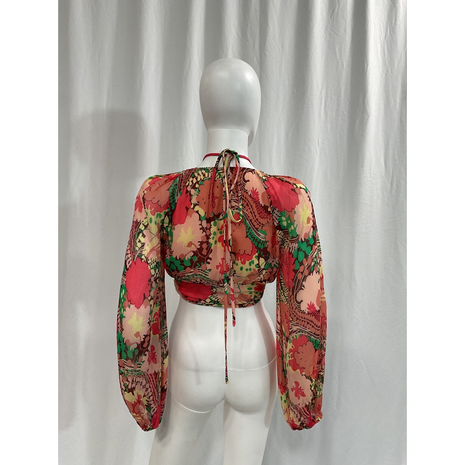 A.L.C. 'Dorian' Orange Crepe Halternekc Top Size 2