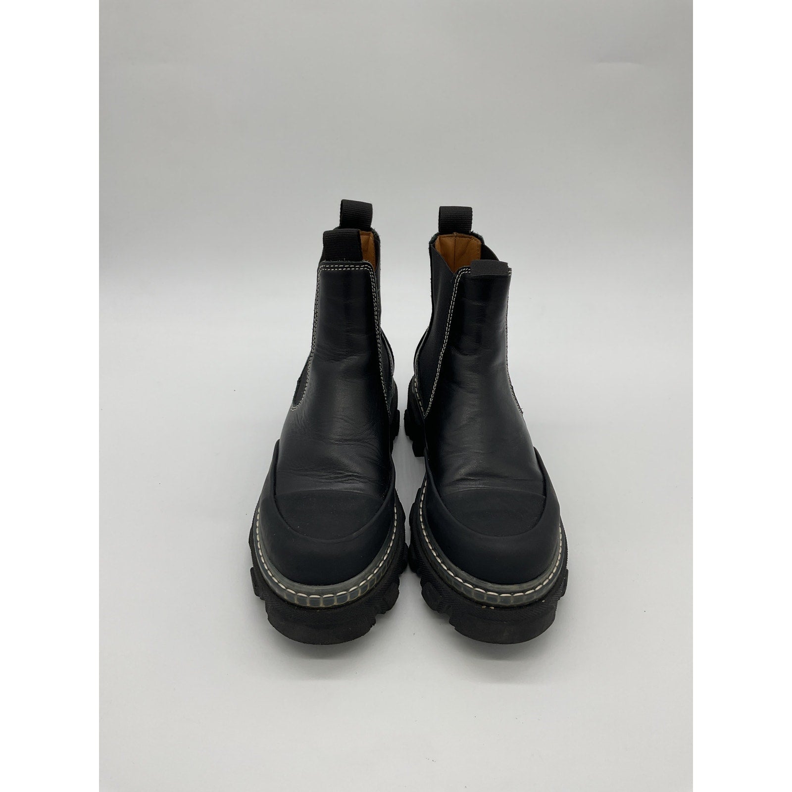Ganni 'Cleated' Black Chelsea Booties Size 9
