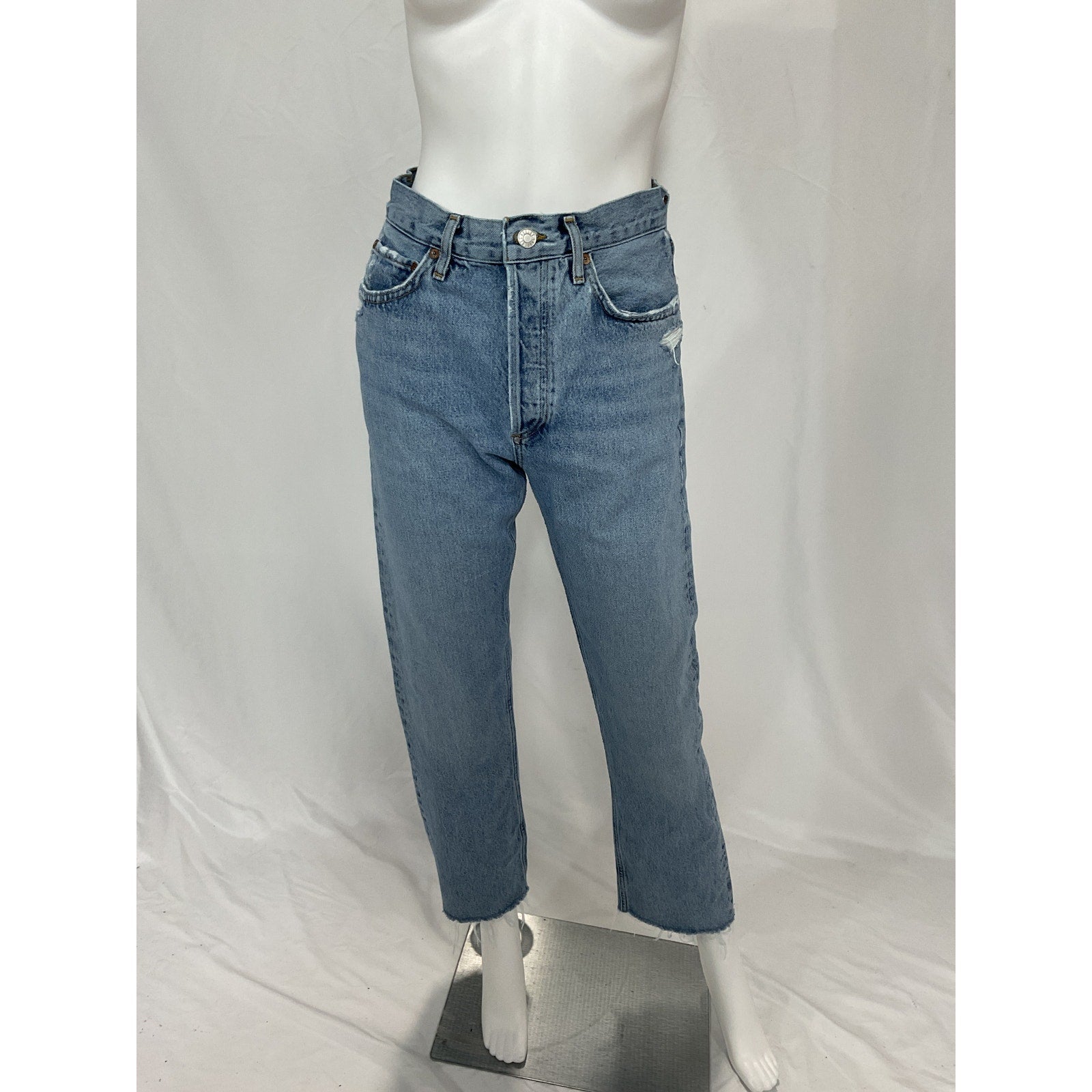 Agolde '90's' Blue Pinch Waist Distressed Denim Jean Size 26
