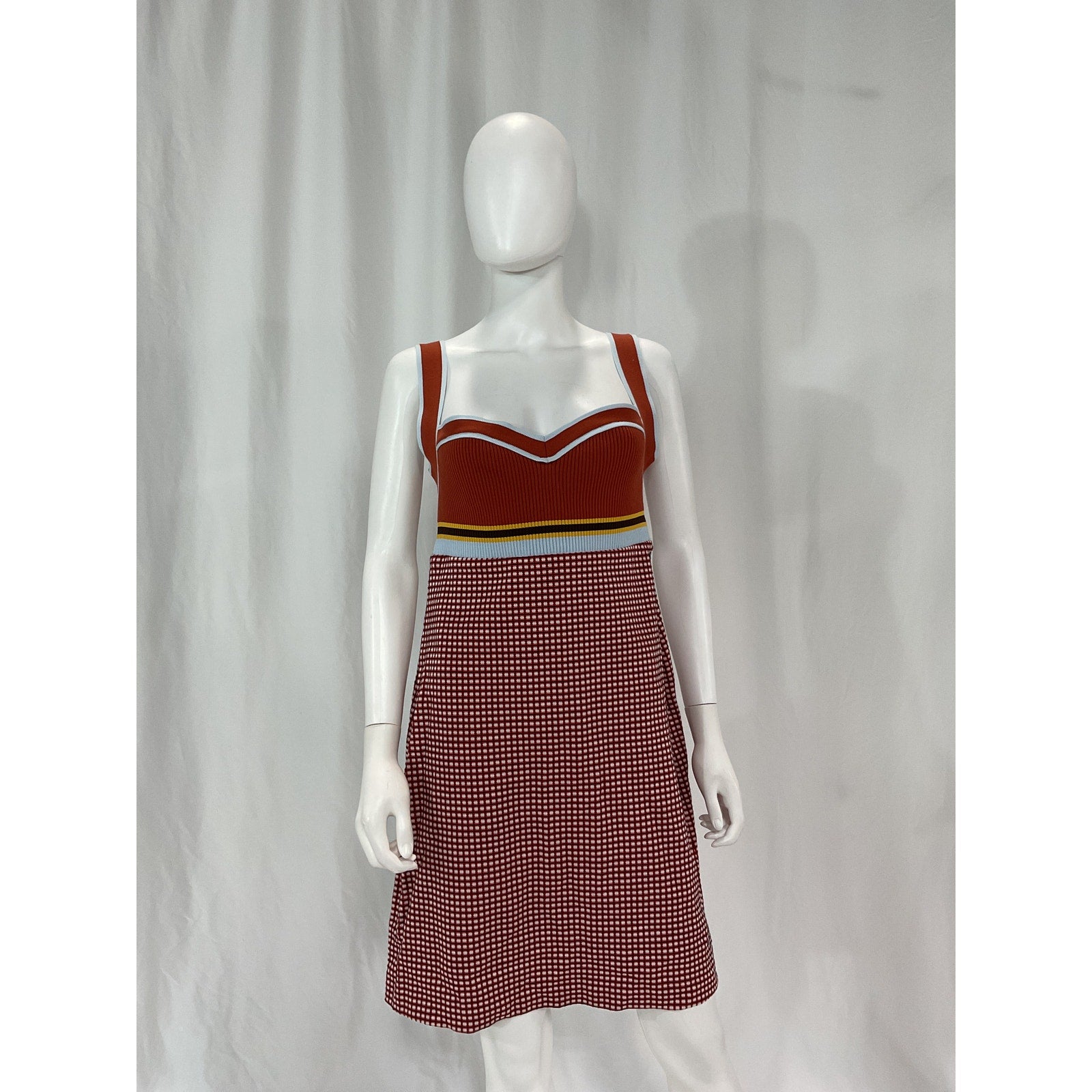 Marni Ribbed And Jacquard-Knit Red Mini Dress Size M